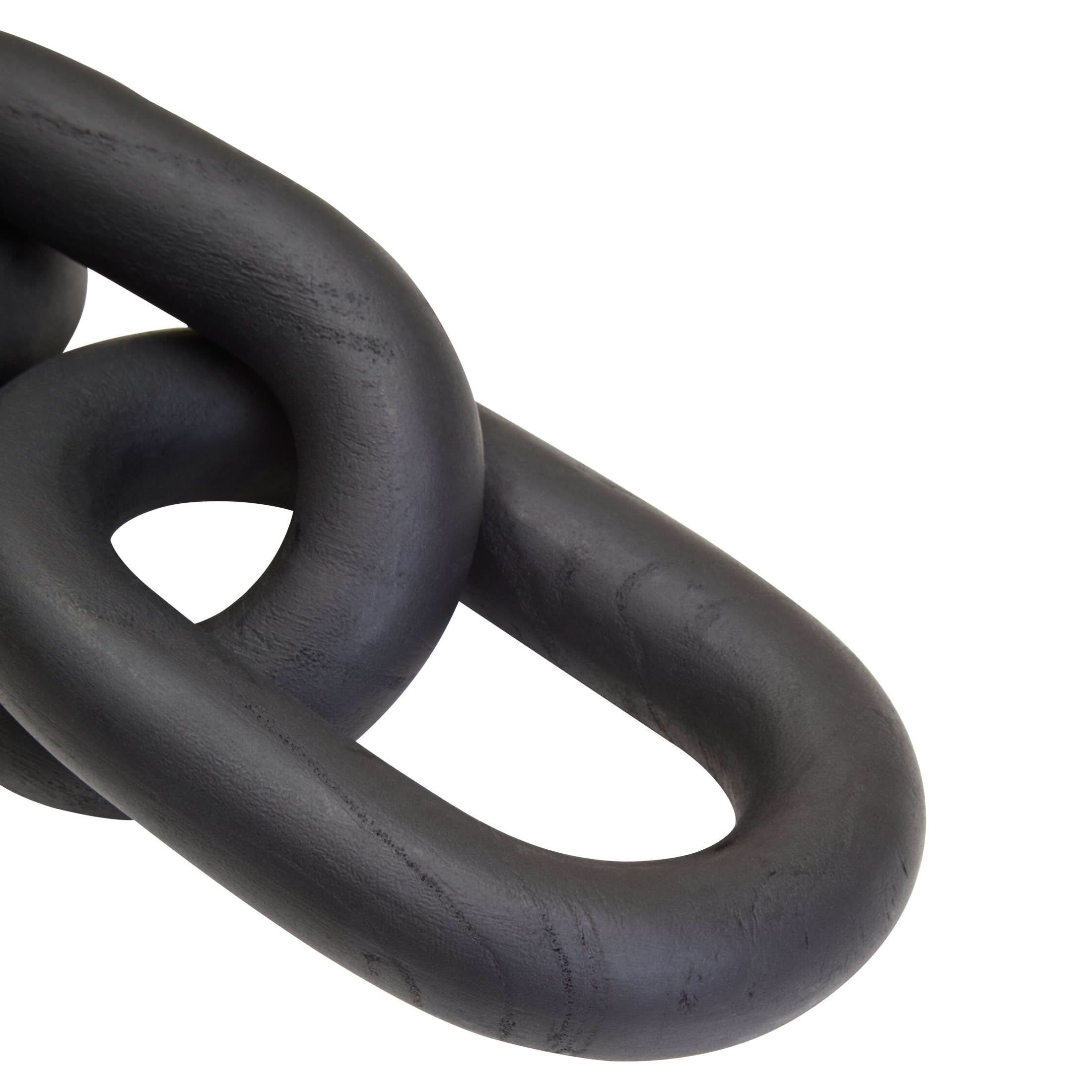 Cato Black Wood 3 Link Chain Decor   Nicholas John Interiors