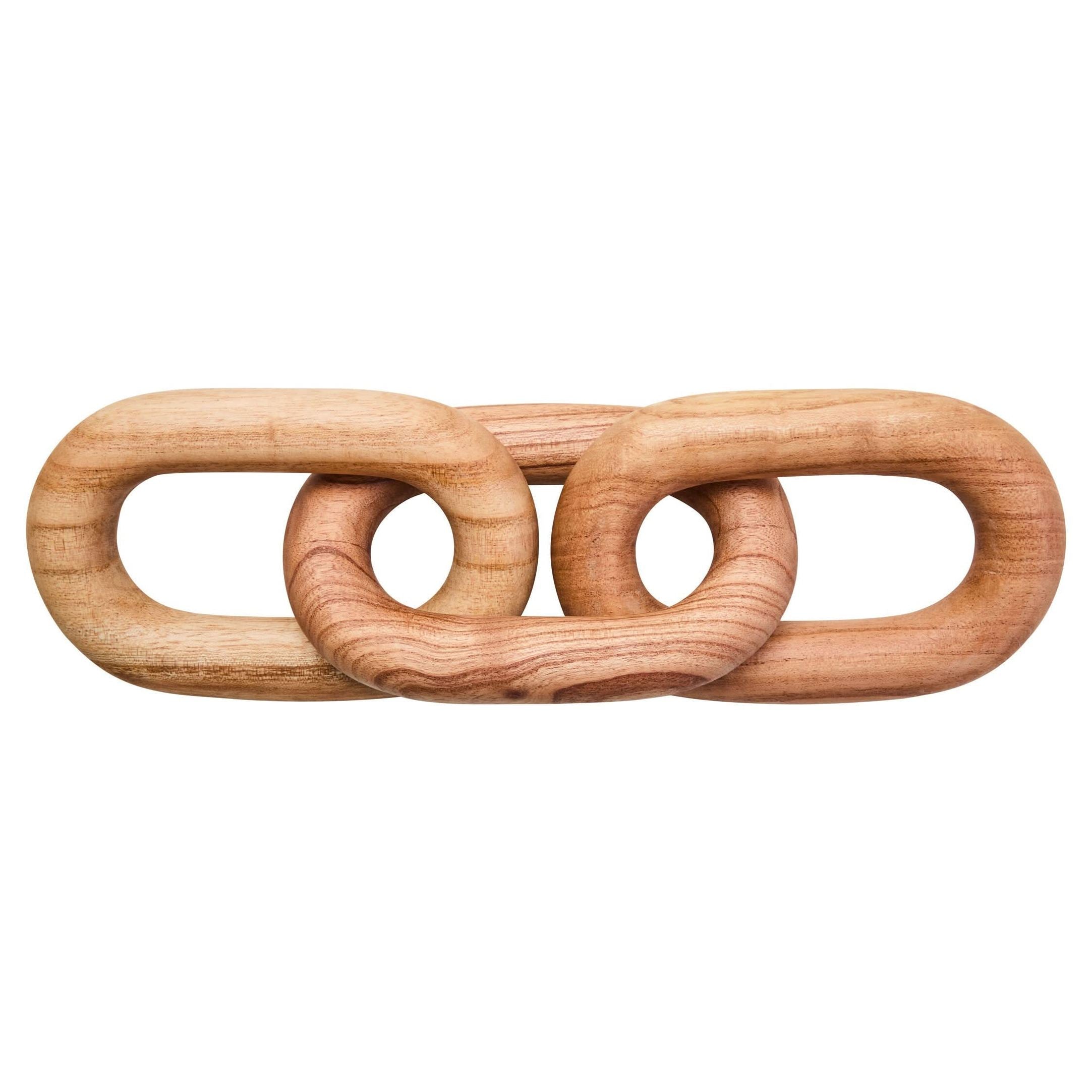 Cato Natural Wood 3 Link Chain Decor   Nicholas John Interiors