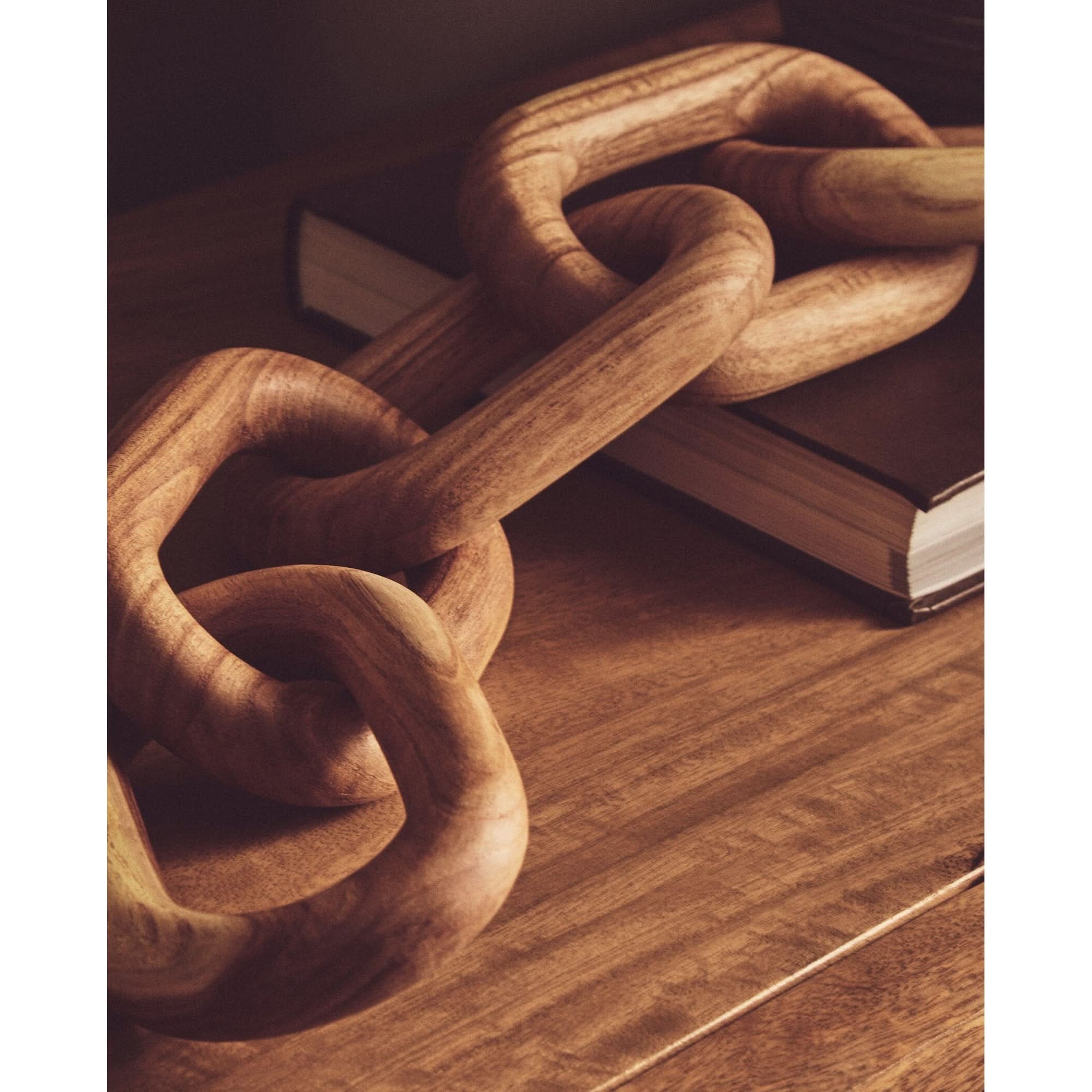 Cato Natural Wood 5 Link Table Decor Chain   Nicholas John Interiors
