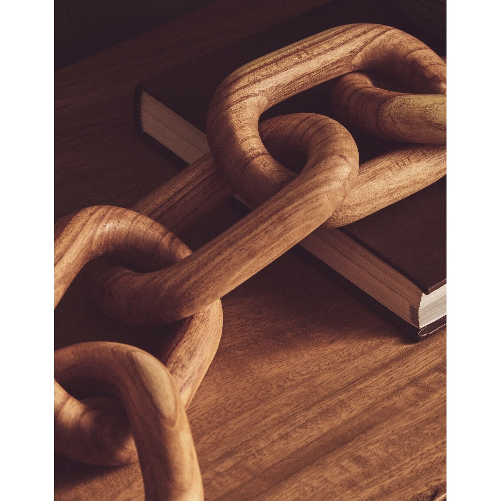 Cato Natural Wood 5 Link Table Decor Chain   Nicholas John Interiors