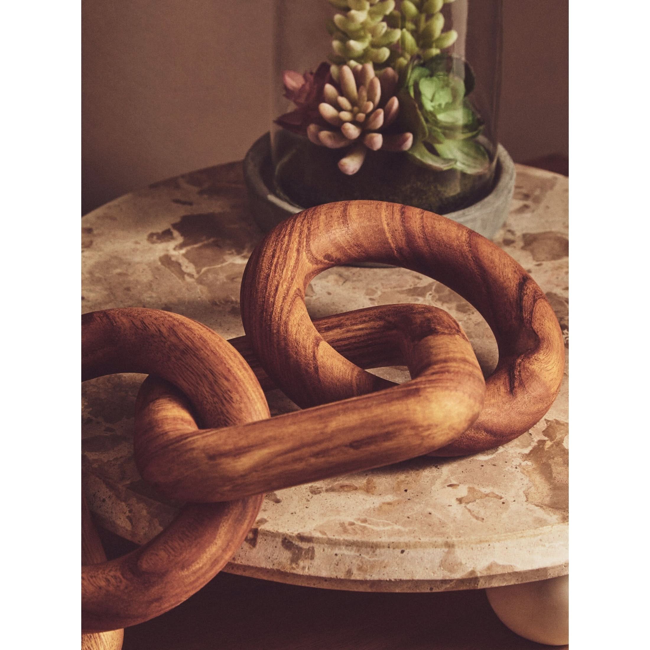 Cato Brown Wood Five Link Table Decor Chain   Nicholas John Interiors
