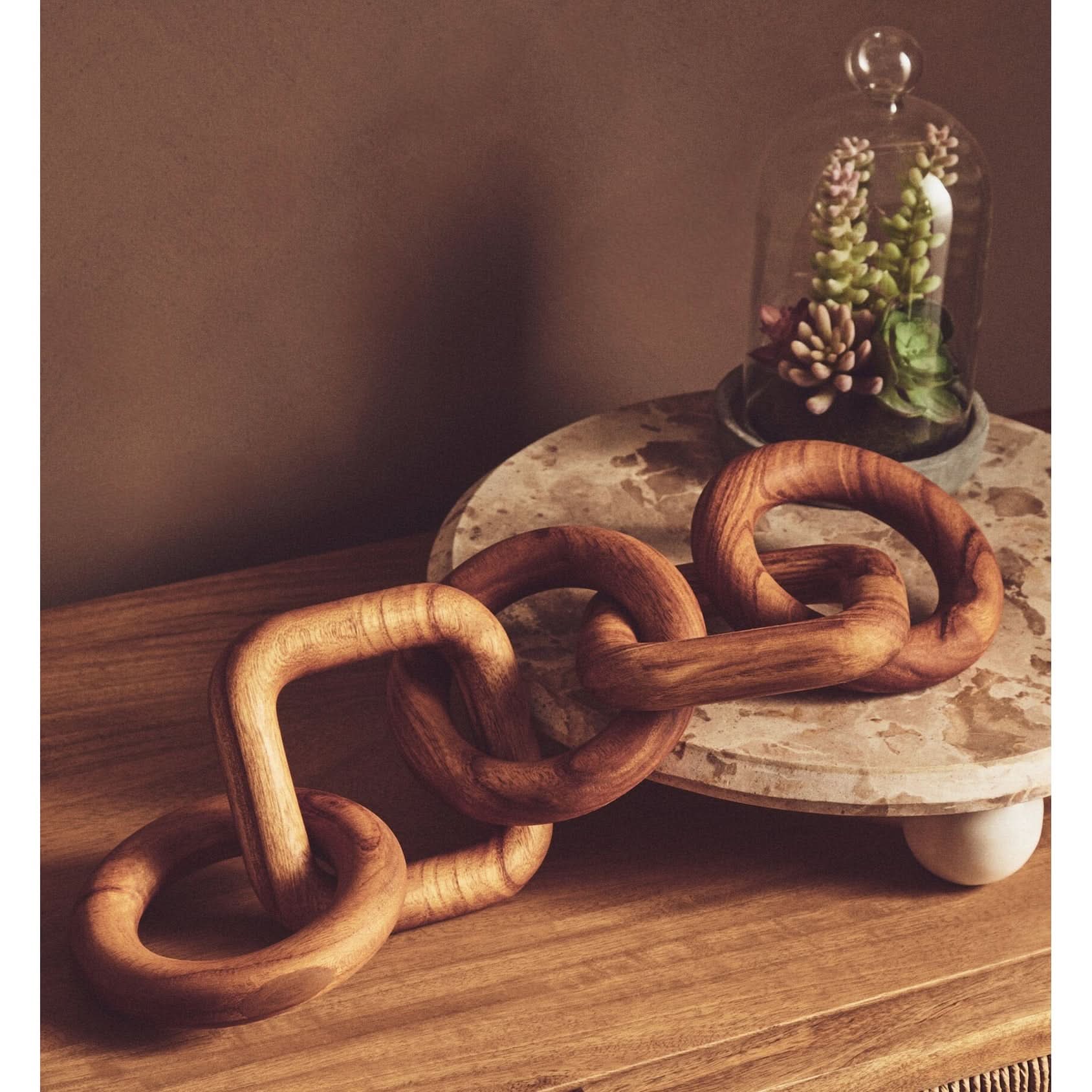 Cato Brown Wood Five Link Table Decor Chain   Nicholas John Interiors