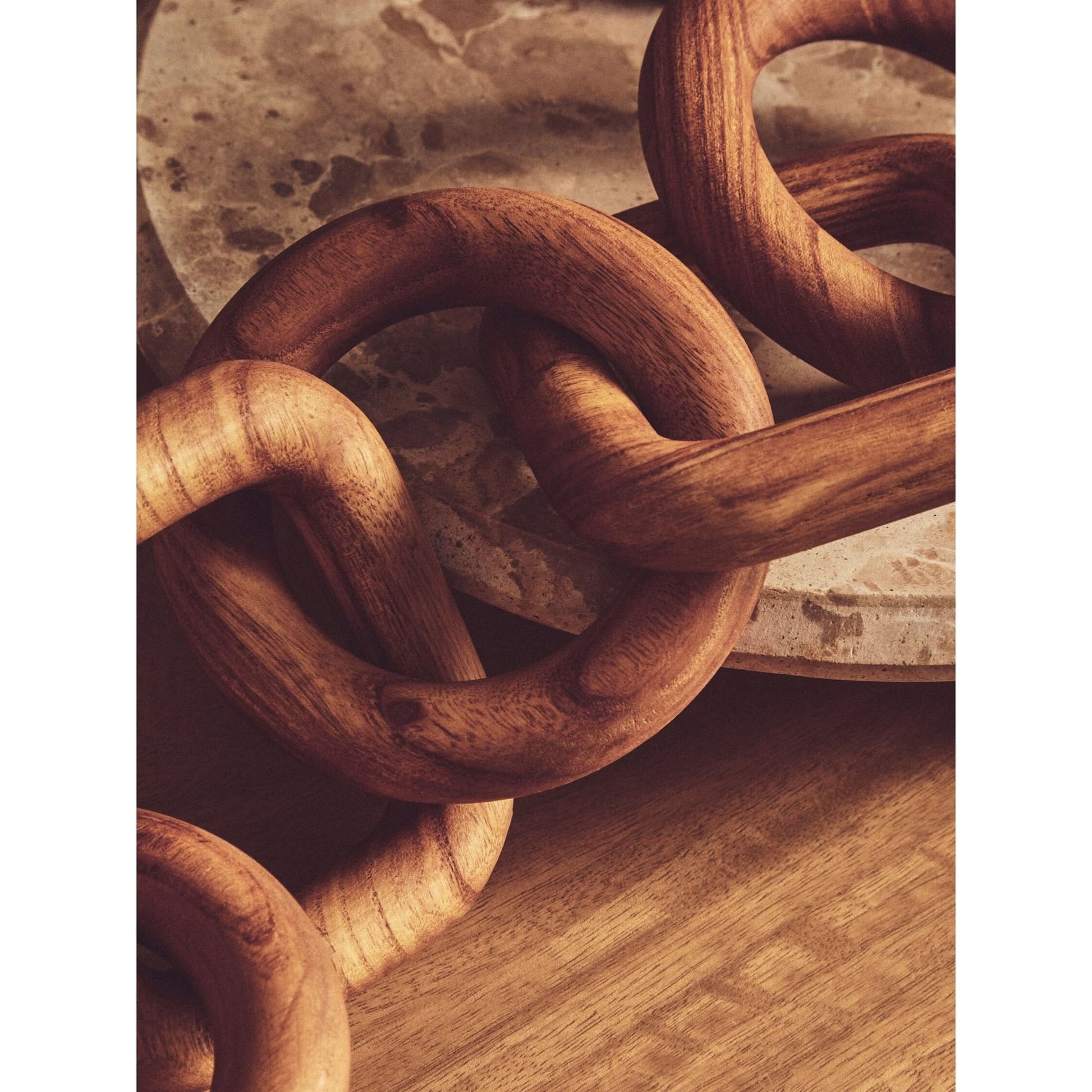 Cato Brown Wood Five Link Table Decor Chain   Nicholas John Interiors