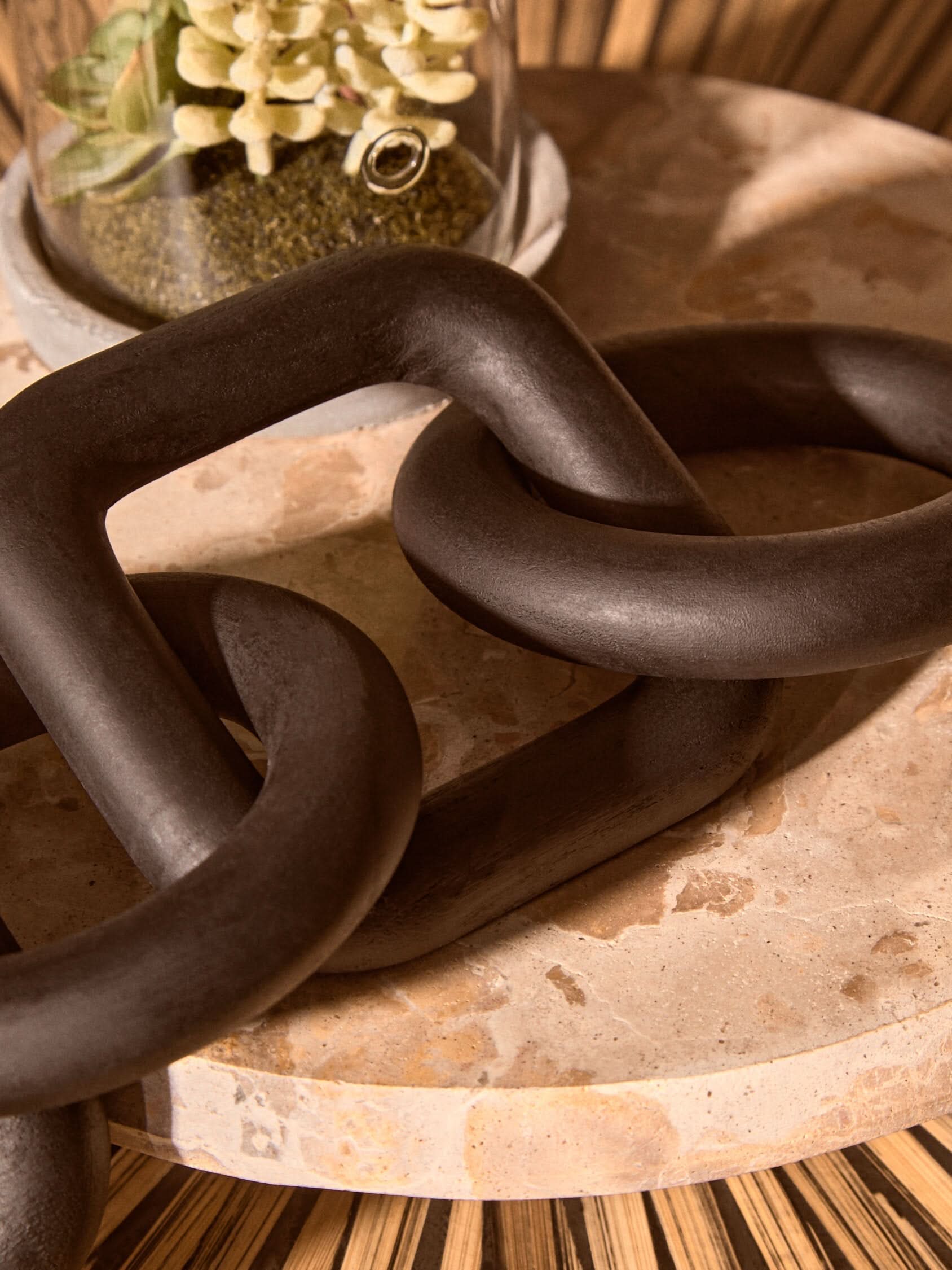 Cato Black Wood Five Link Table Decor Chain   Nicholas John Interiors