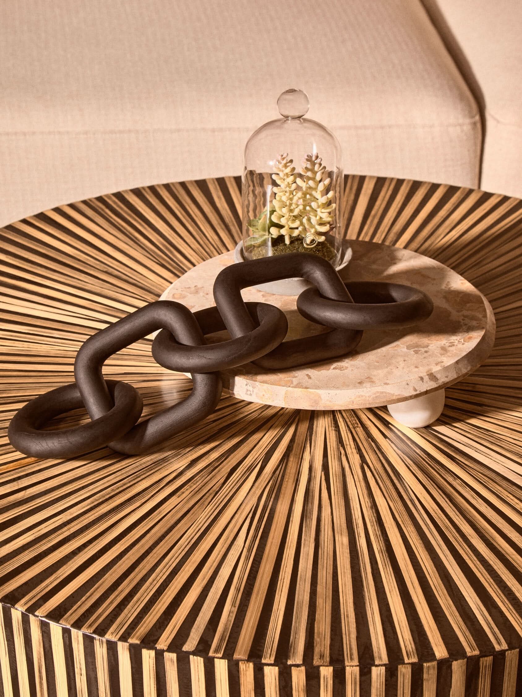 Cato Black Wood Five Link Table Decor Chain   Nicholas John Interiors