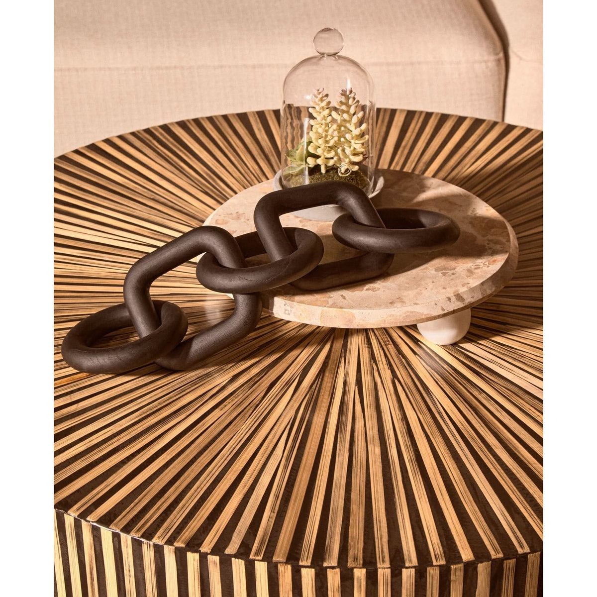 Cato Black Wood Five Link Table Decor Chain   Nicholas John Interiors
