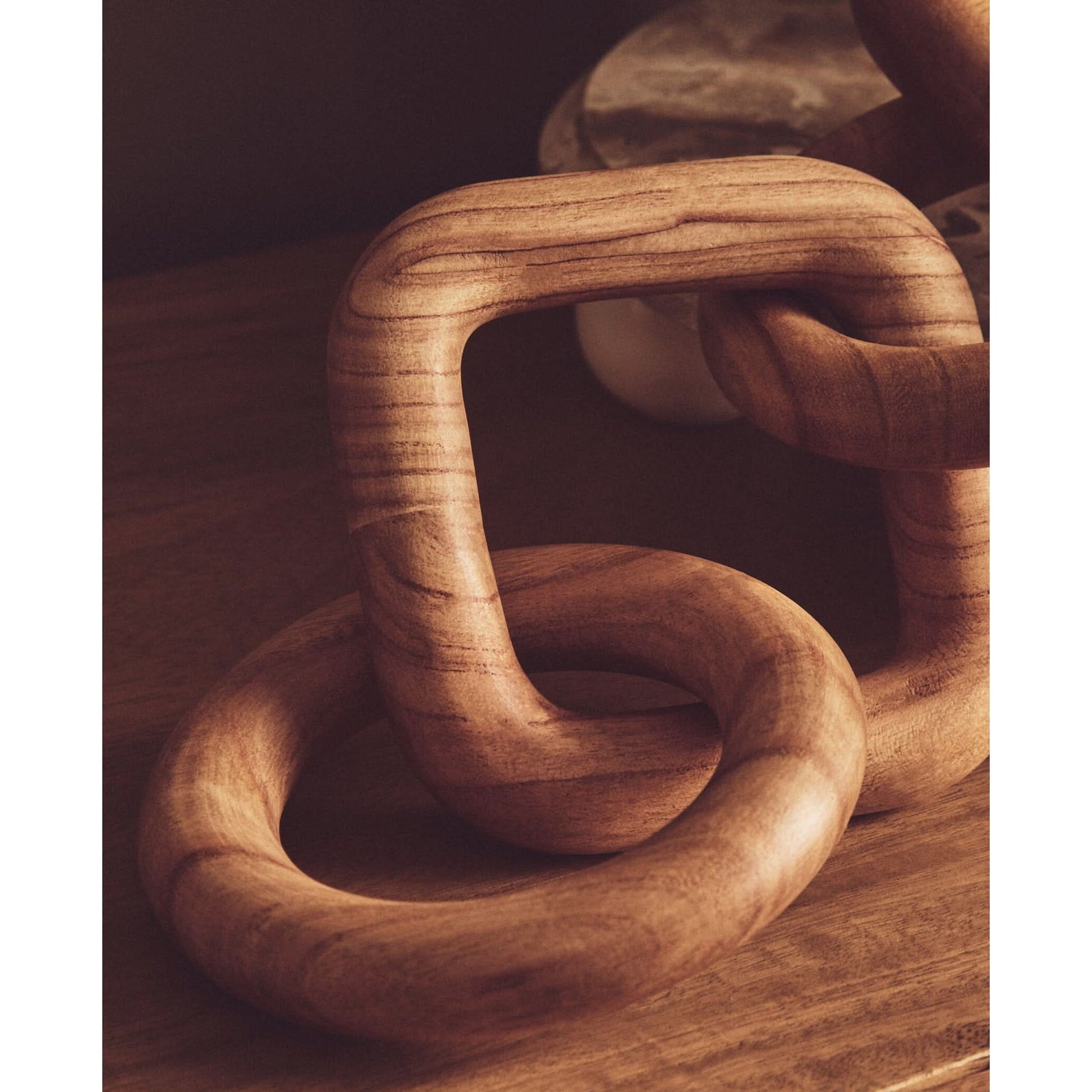 Cato Natural Wood Five Link Table Decor Chain   Nicholas John Interiors