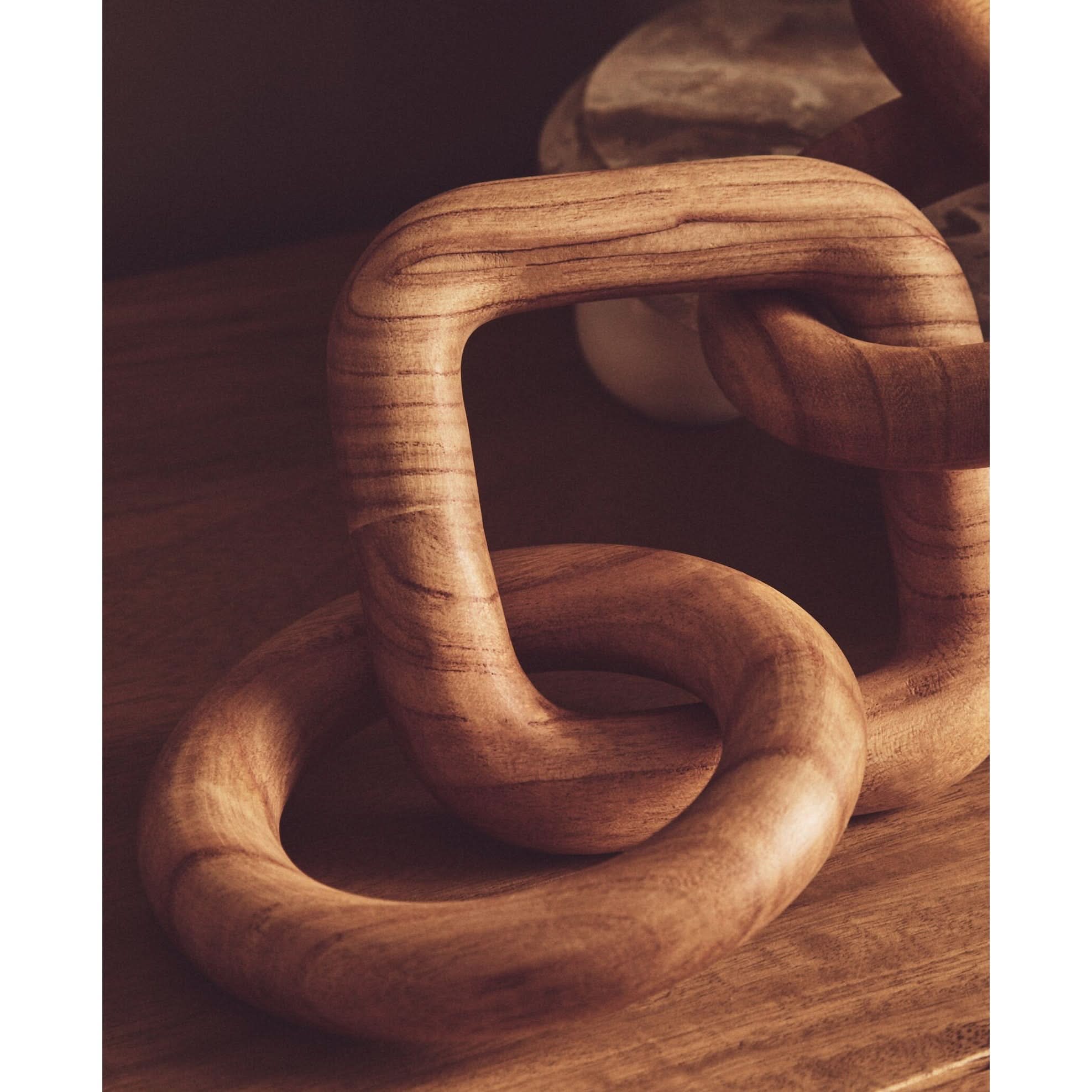 Cato Natural Wood Five Link Table Decor Chain   Nicholas John Interiors