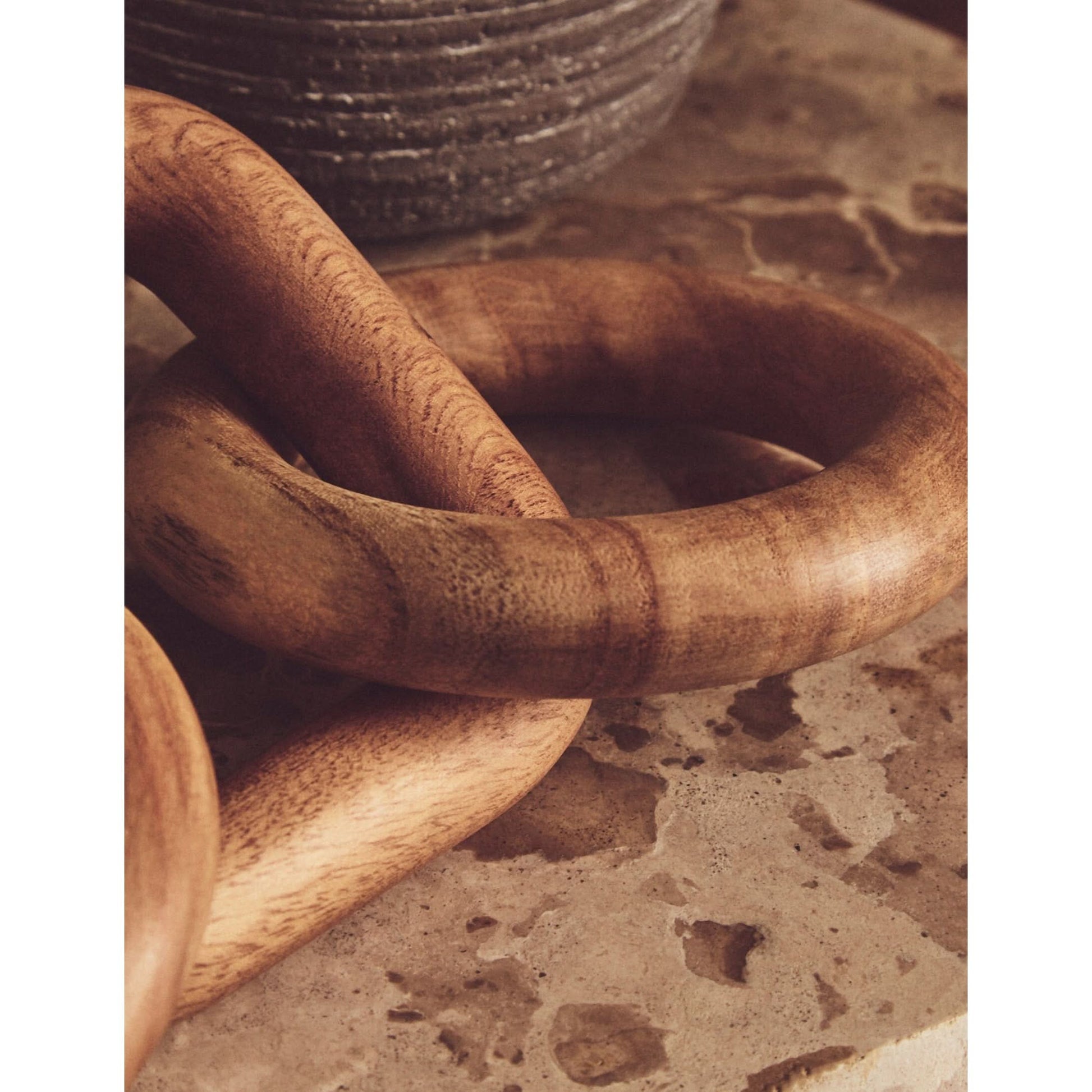 Cato Natural Wood Five Link Table Decor Chain   Nicholas John Interiors