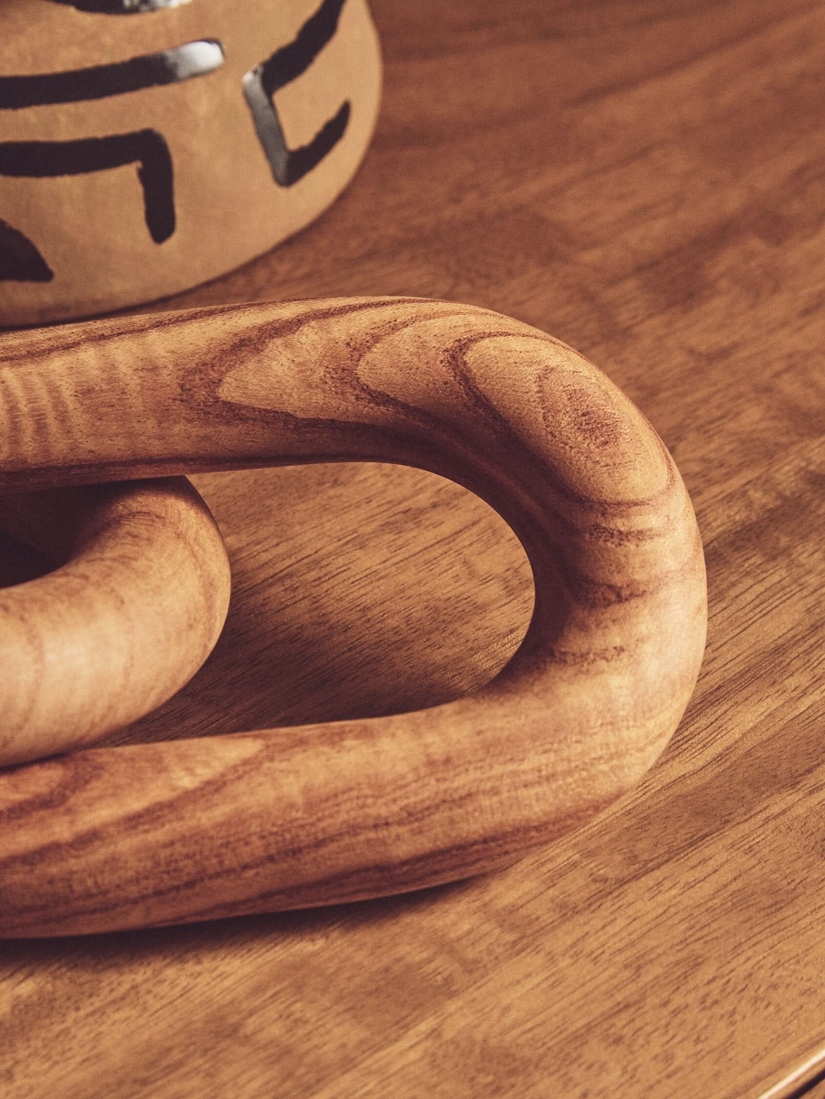Cato Natural Wood 2 Link Chain Decor   Nicholas John Interiors
