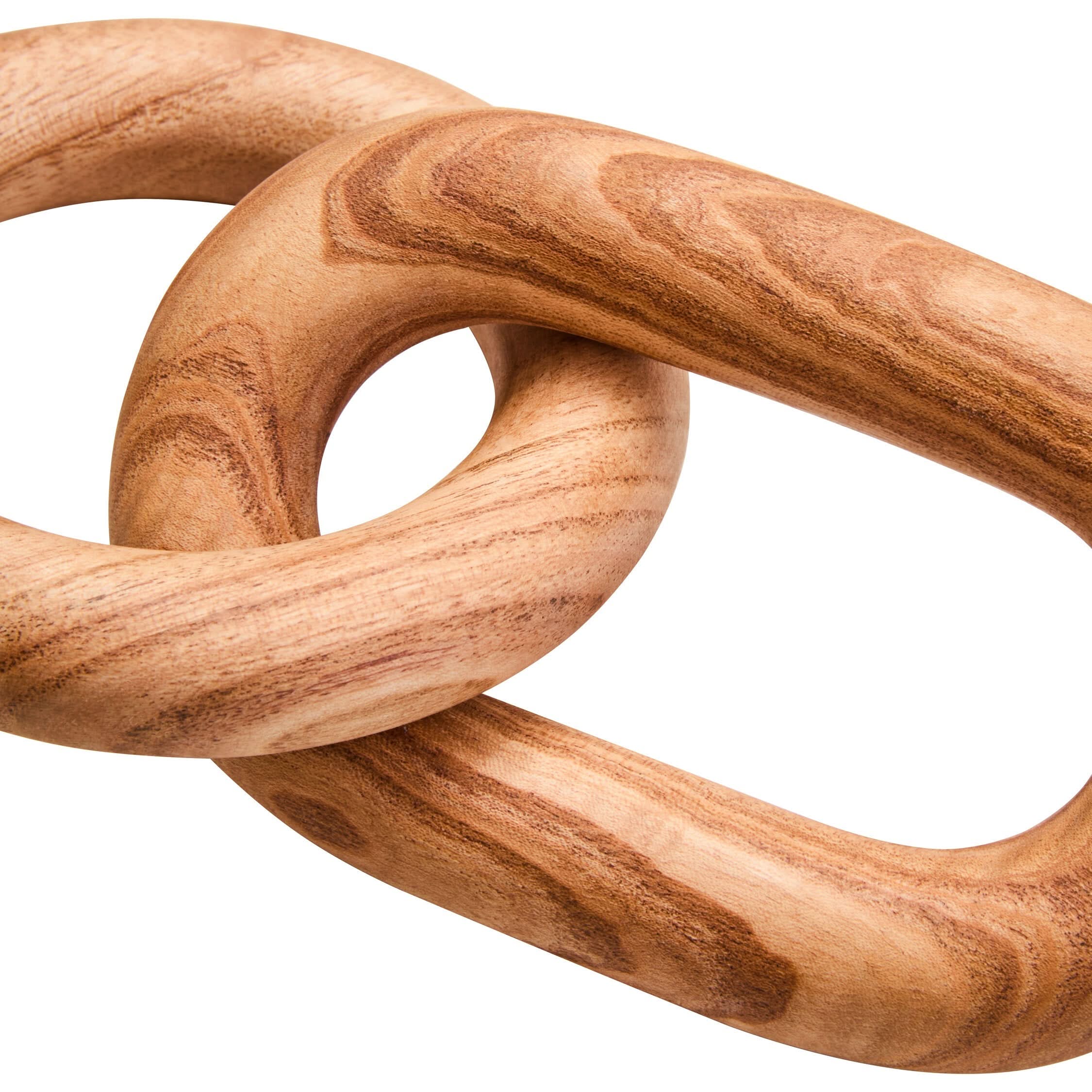 Cato Natural Wood 2 Link Chain Decor   Nicholas John Interiors