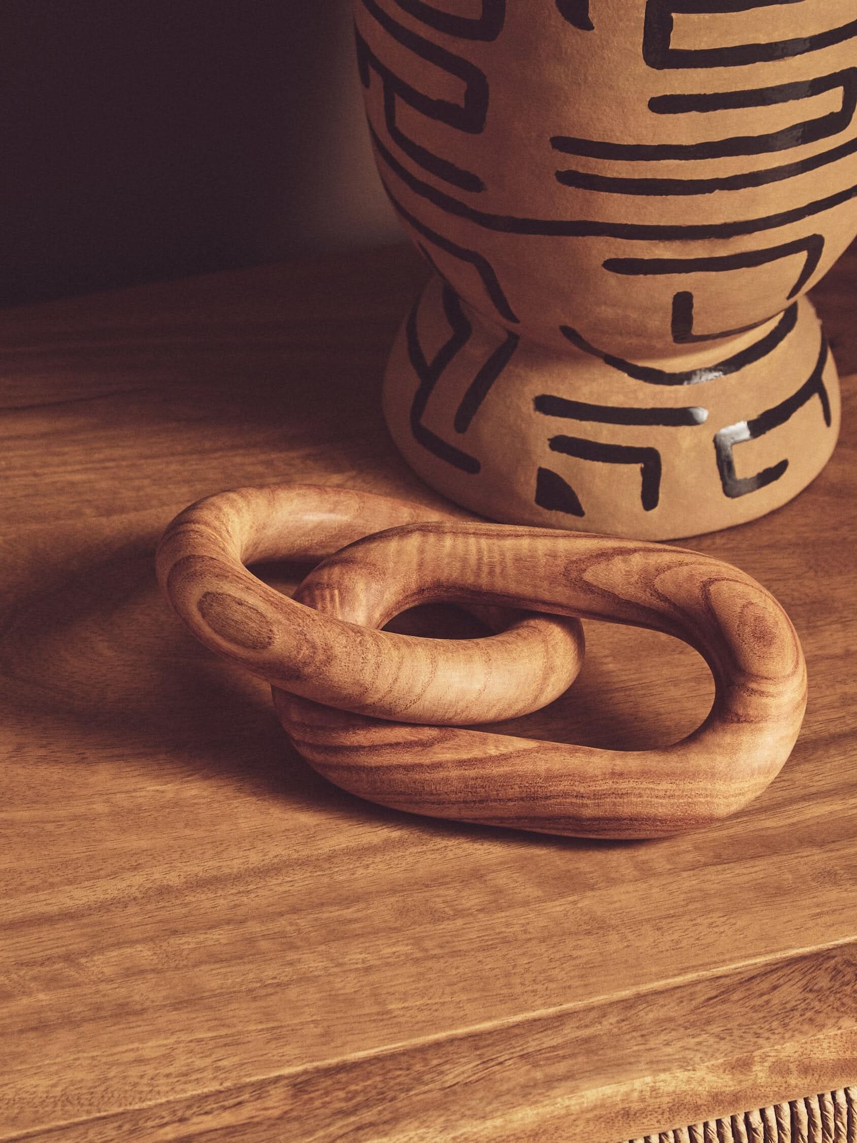 Cato Natural Wood 2 Link Chain Decor   Nicholas John Interiors