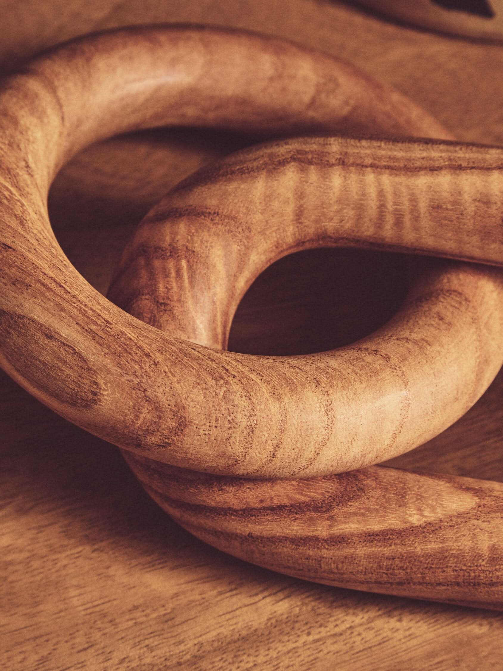 Cato Natural Wood 2 Link Chain Decor   Nicholas John Interiors