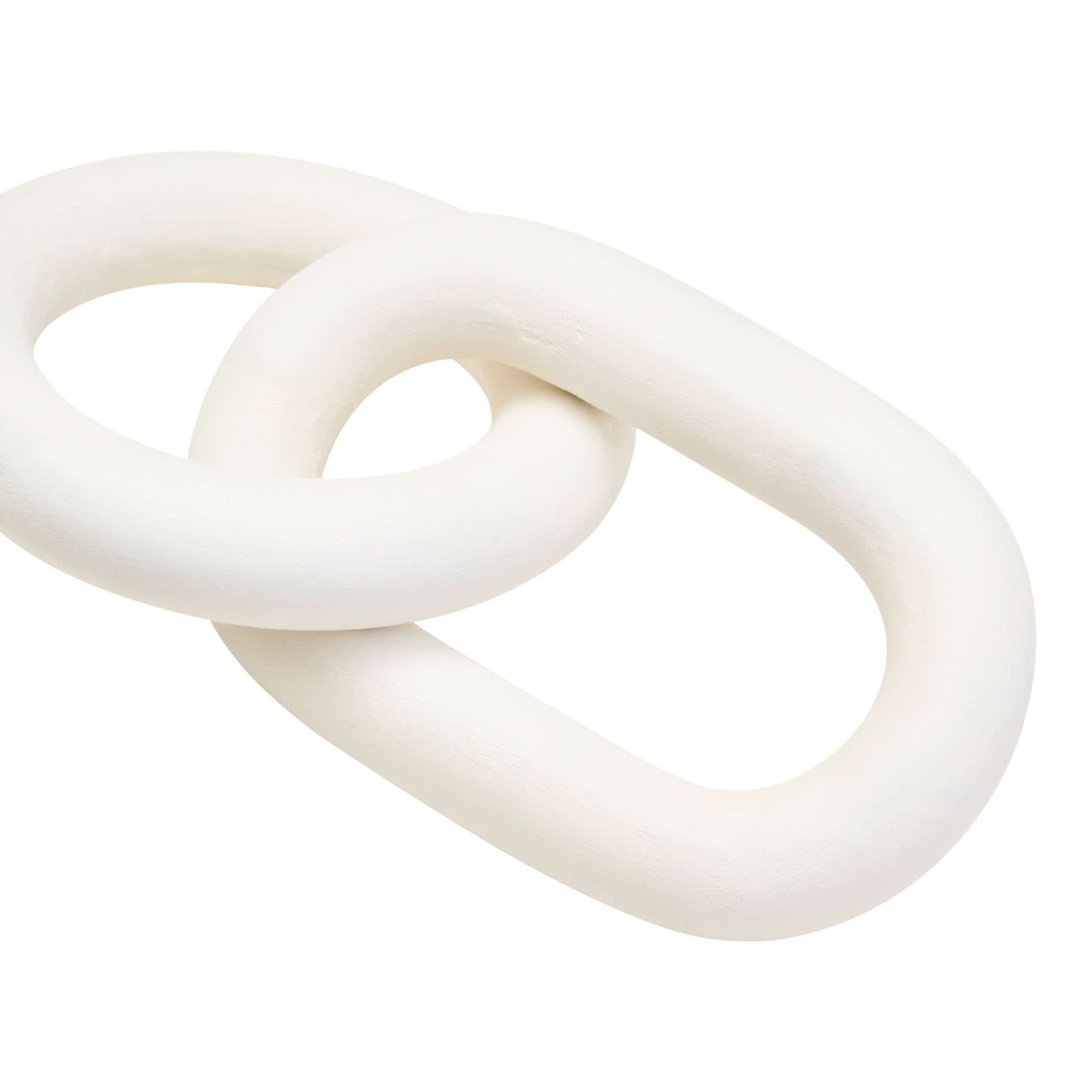 Cato White Wood 2 Link Chain Decor   Nicholas John Interiors