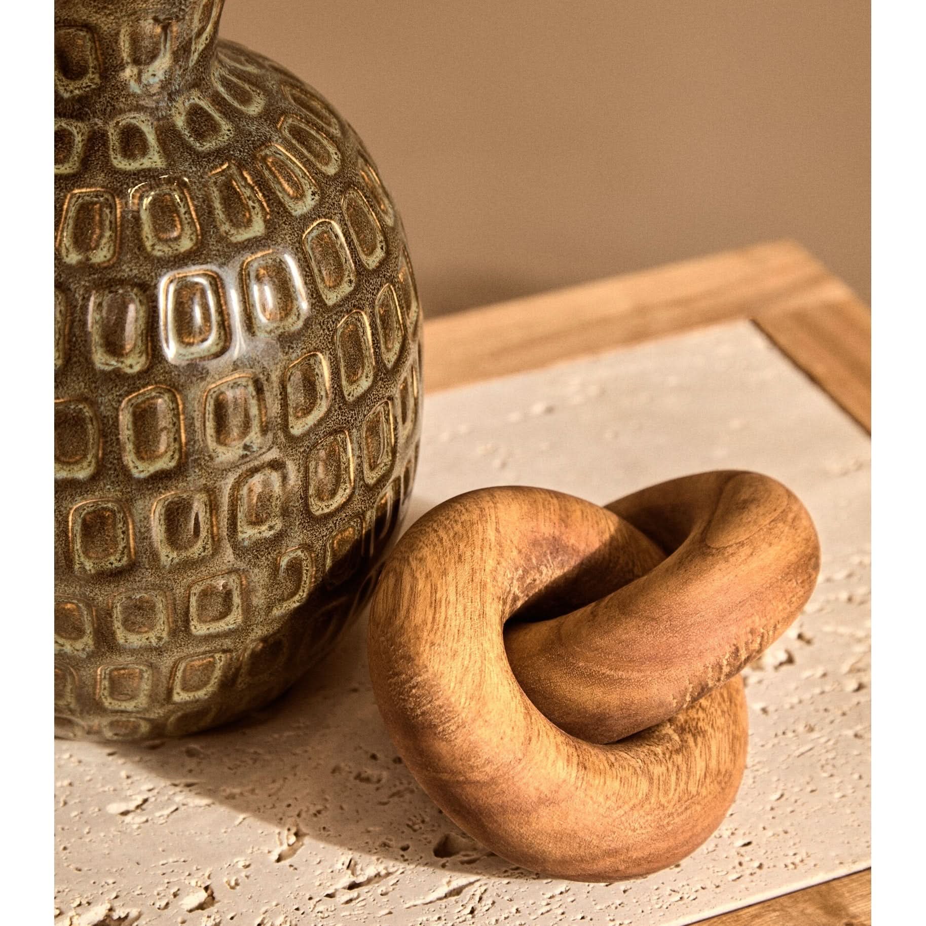 Cato Brown Wood Small Knot Decor   Nicholas John Interiors