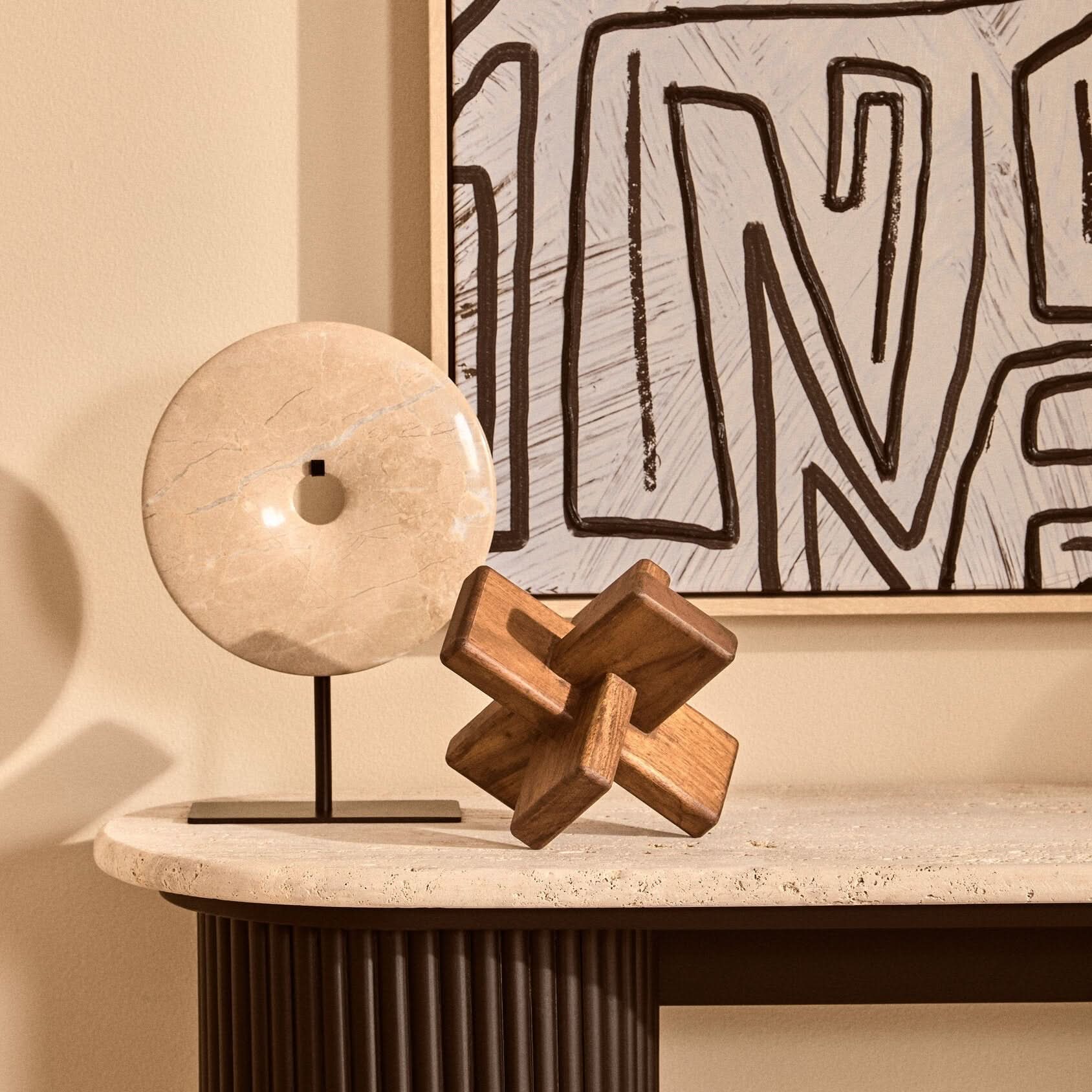 Cato Brown Wood Sculpture   Nicholas John Interiors