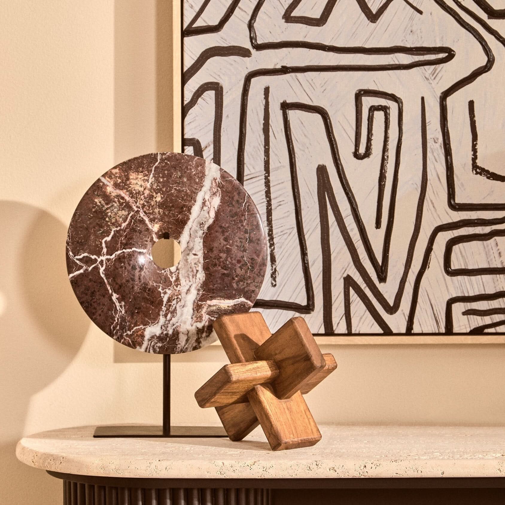 Cato Brown Wood Sculpture   Nicholas John Interiors