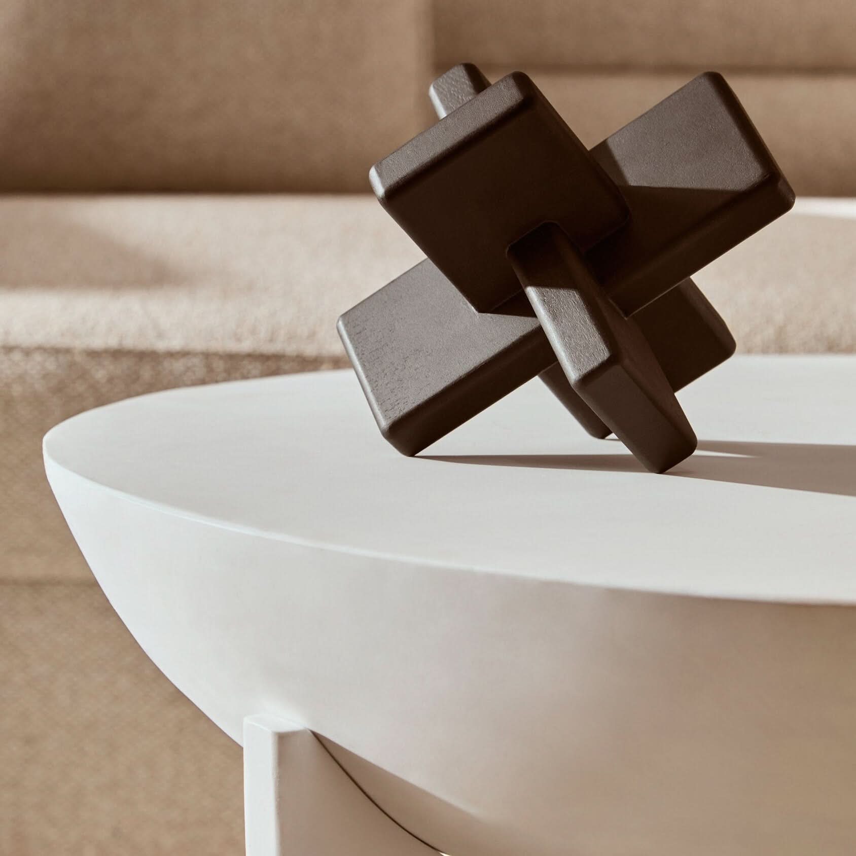 Cato Black Wood Sculpture   Nicholas John Interiors