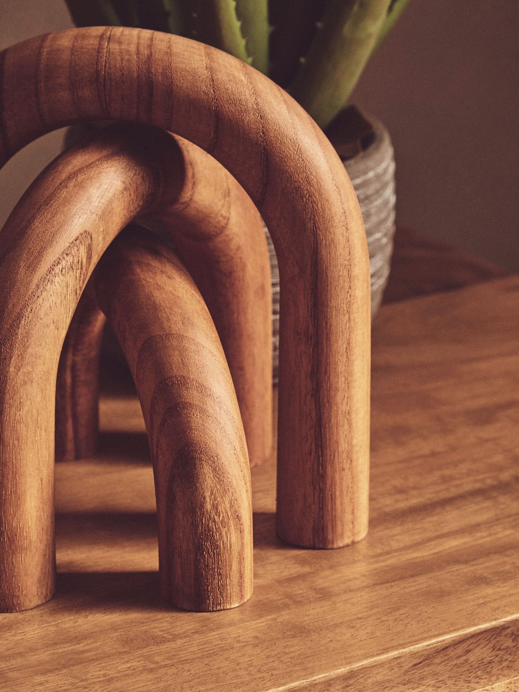 Cato Natural Wood Arch Sculpture   Nicholas John Interiors