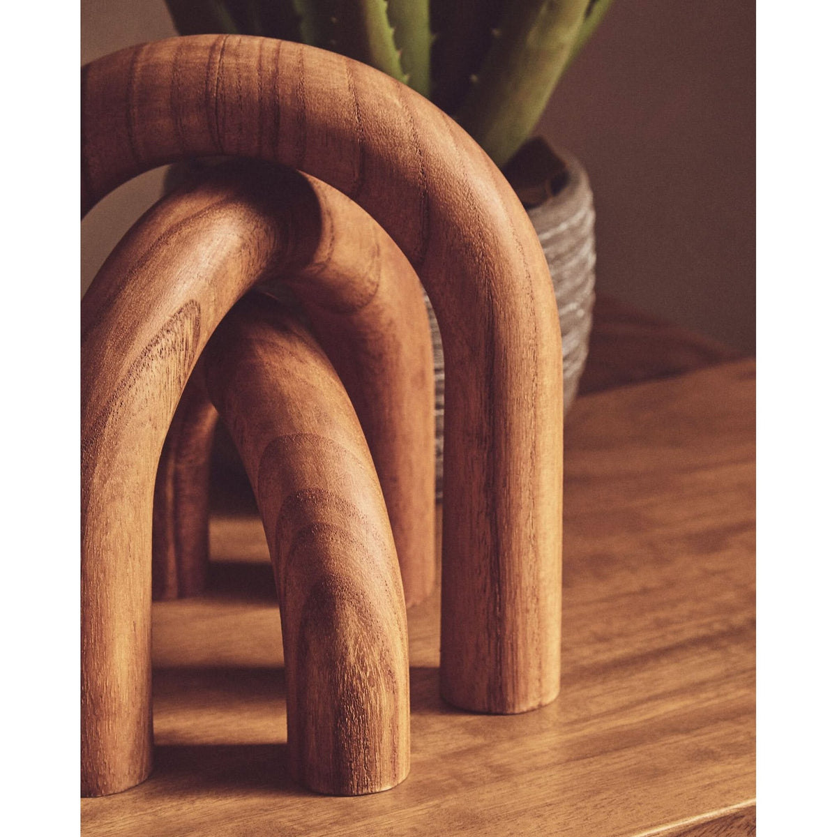 Cato Natural Wood Arch Sculpture   Nicholas John Interiors