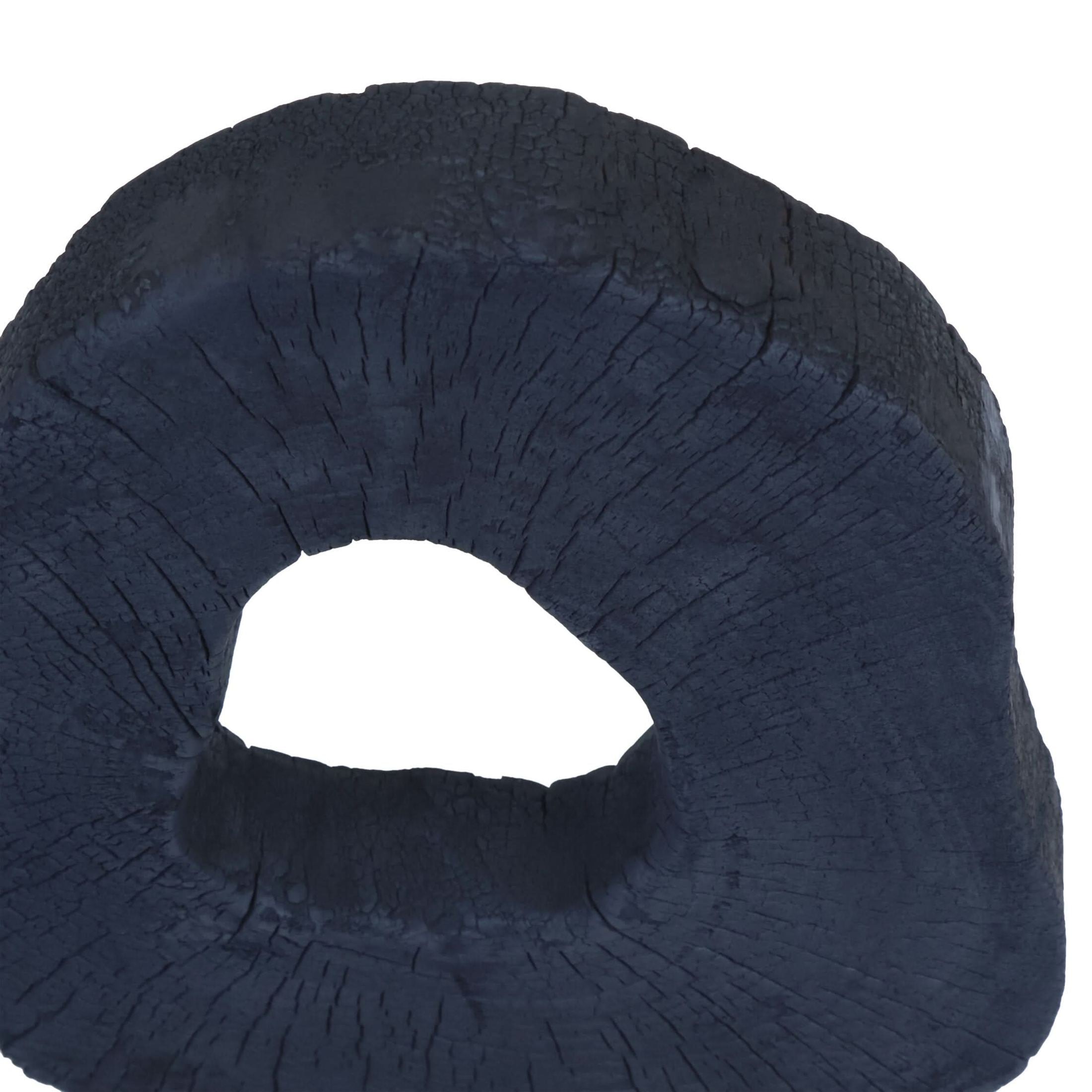 Tibor Black Mango Wood Sculpture with Travertine Base   Nicholas John Interiors