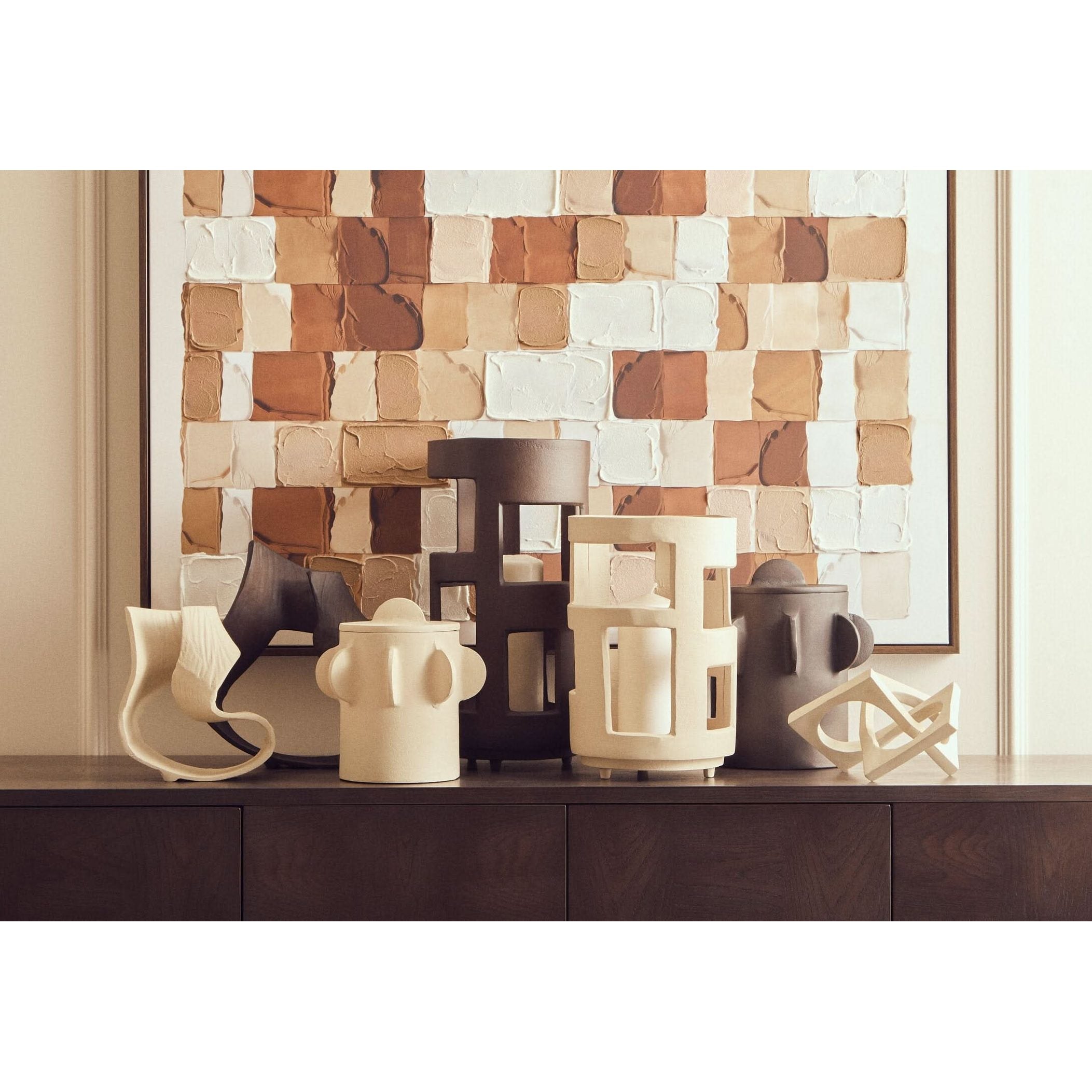 Prato Small Round Textured Cream Box   Nicholas John Interiors