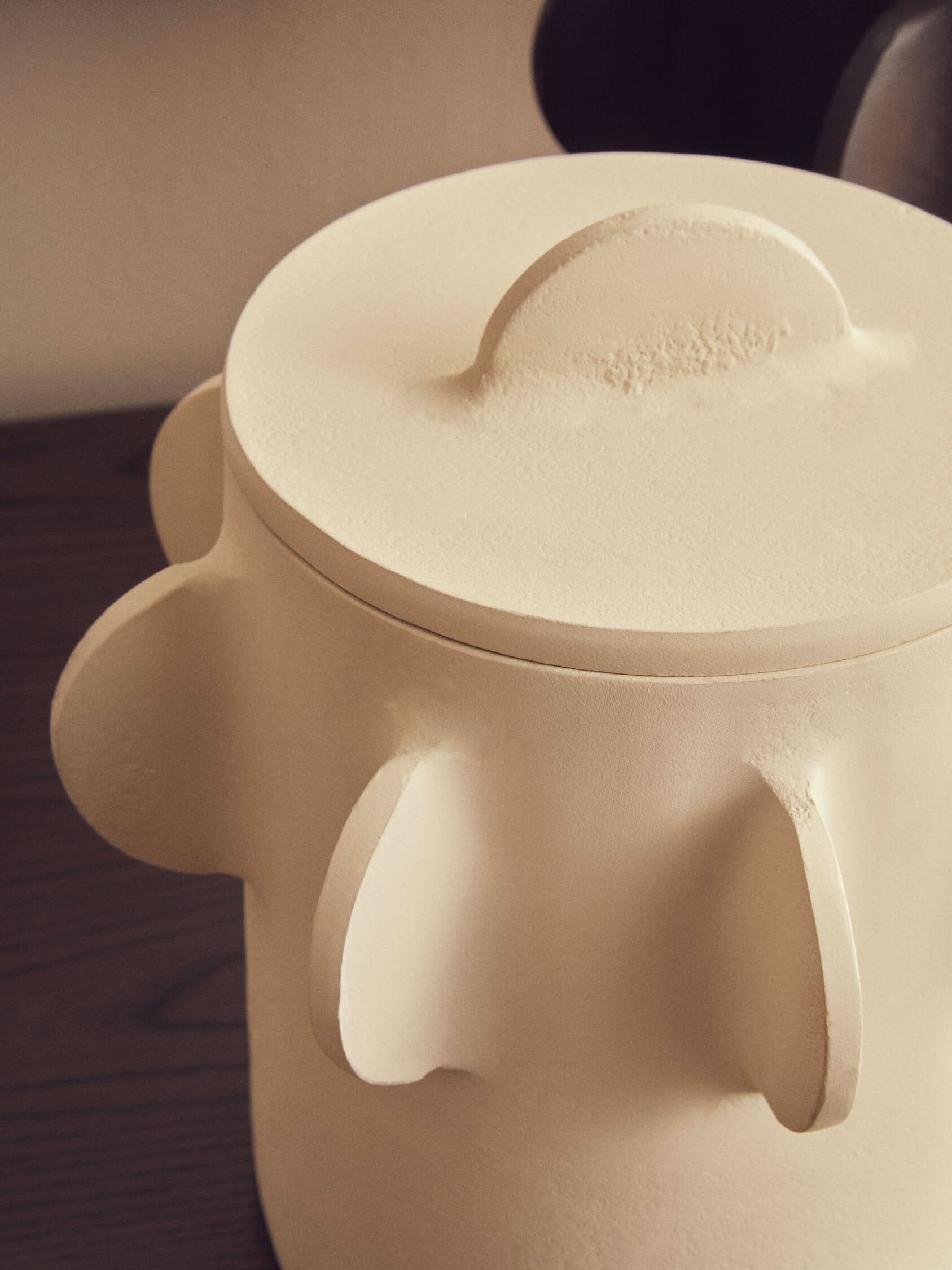 Prato Small Round Textured Cream Box   Nicholas John Interiors