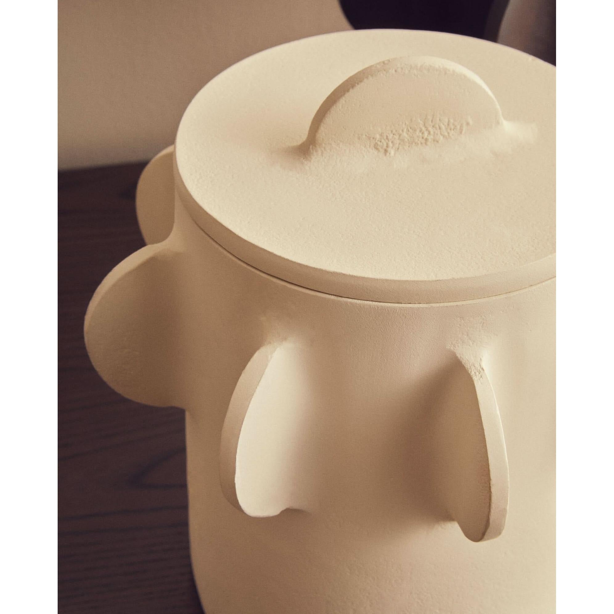 Prato Small Round Textured Cream Box   Nicholas John Interiors