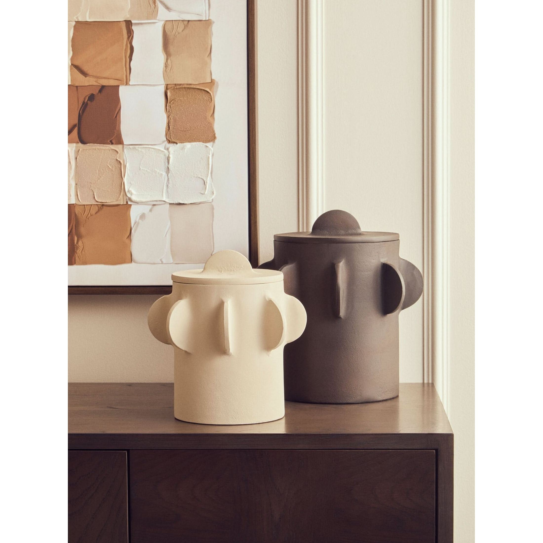 Prato Small Round Textured Cream Box   Nicholas John Interiors