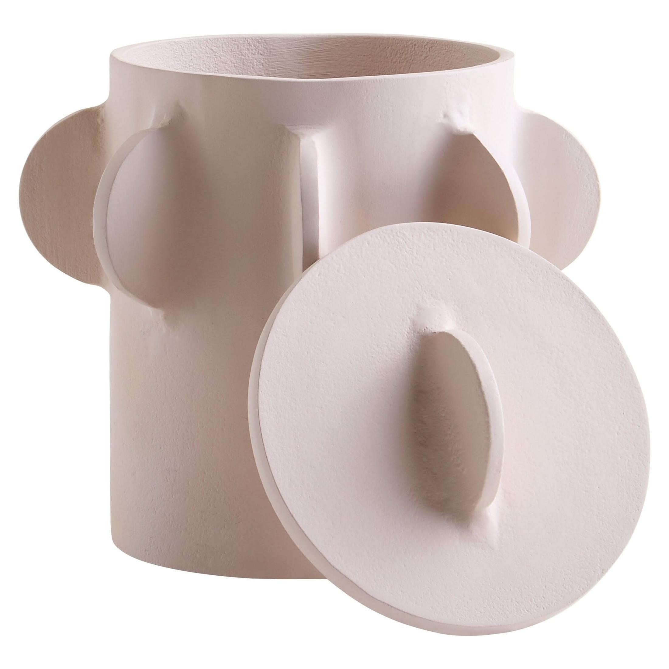 Prato Small Round Textured Cream Box   Nicholas John Interiors