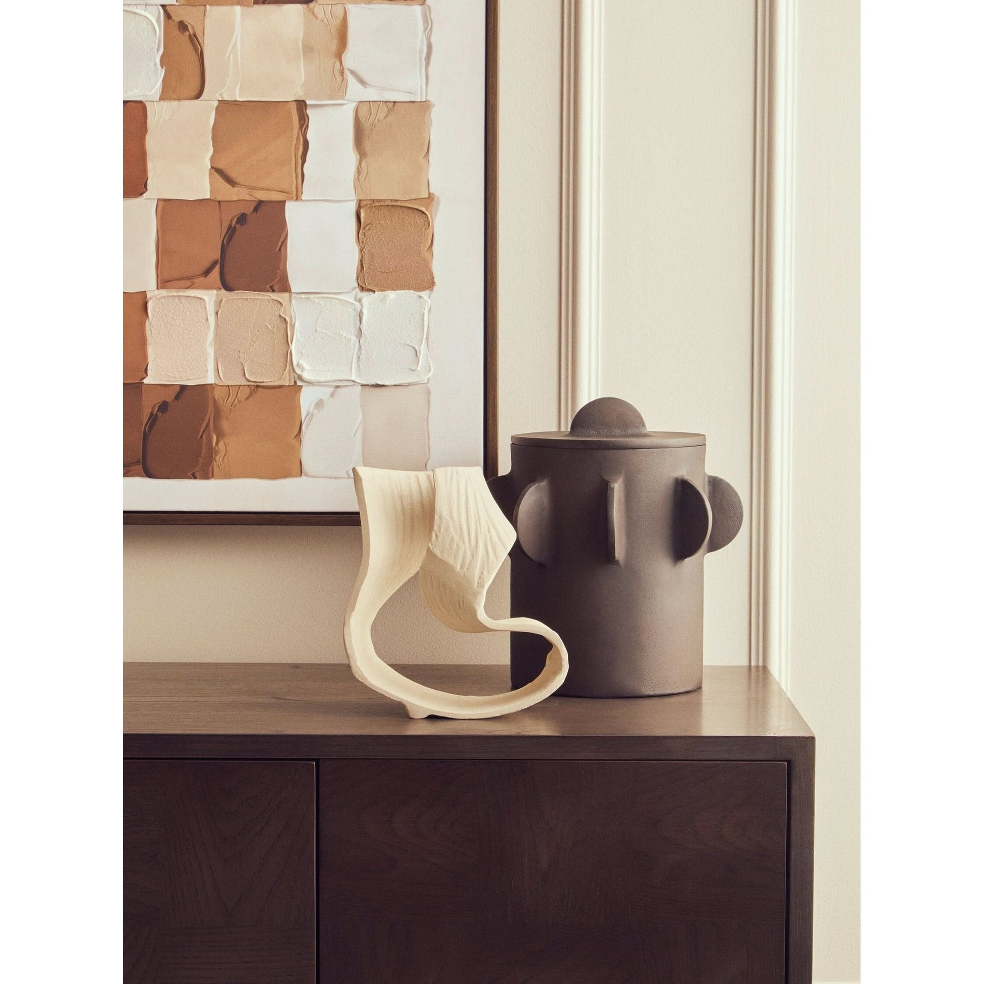 Prato Large Round Textured Brown Box   Nicholas John Interiors