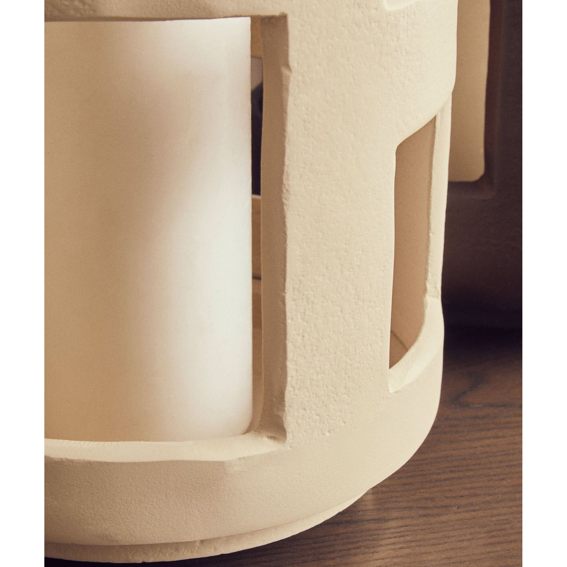 Prato Small Textured Cream Candle Holder   Nicholas John Interiors