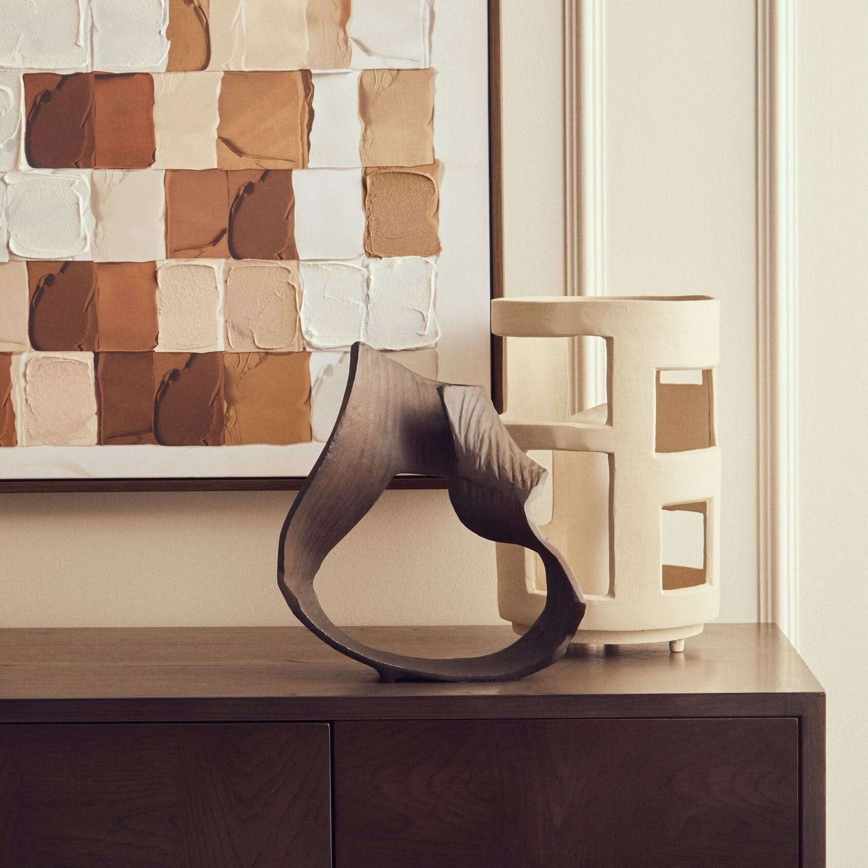 Prato Small Textured Cream Candle Holder   Nicholas John Interiors