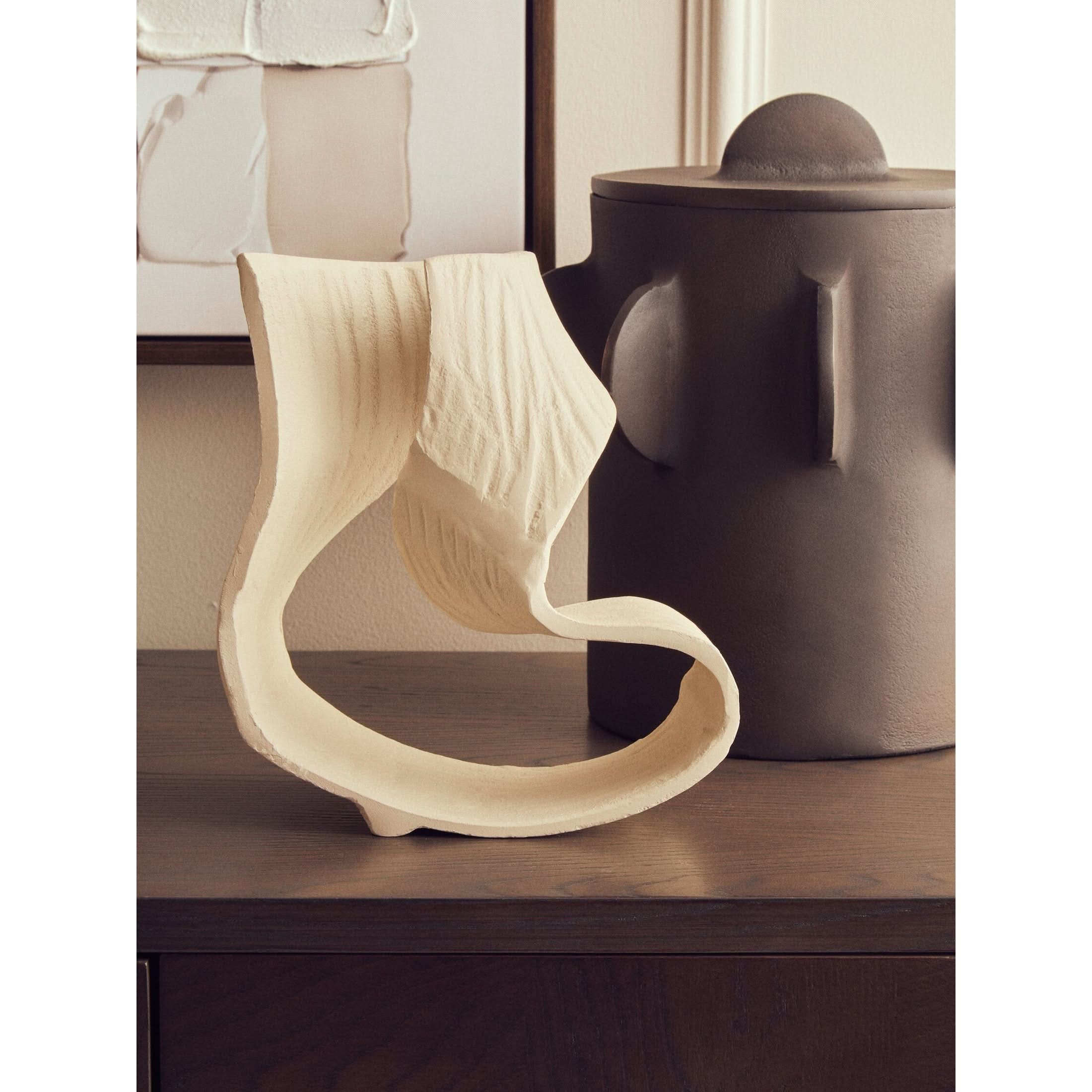 Prato Small Cream Abstract Swirl Sculpture   Nicholas John Interiors