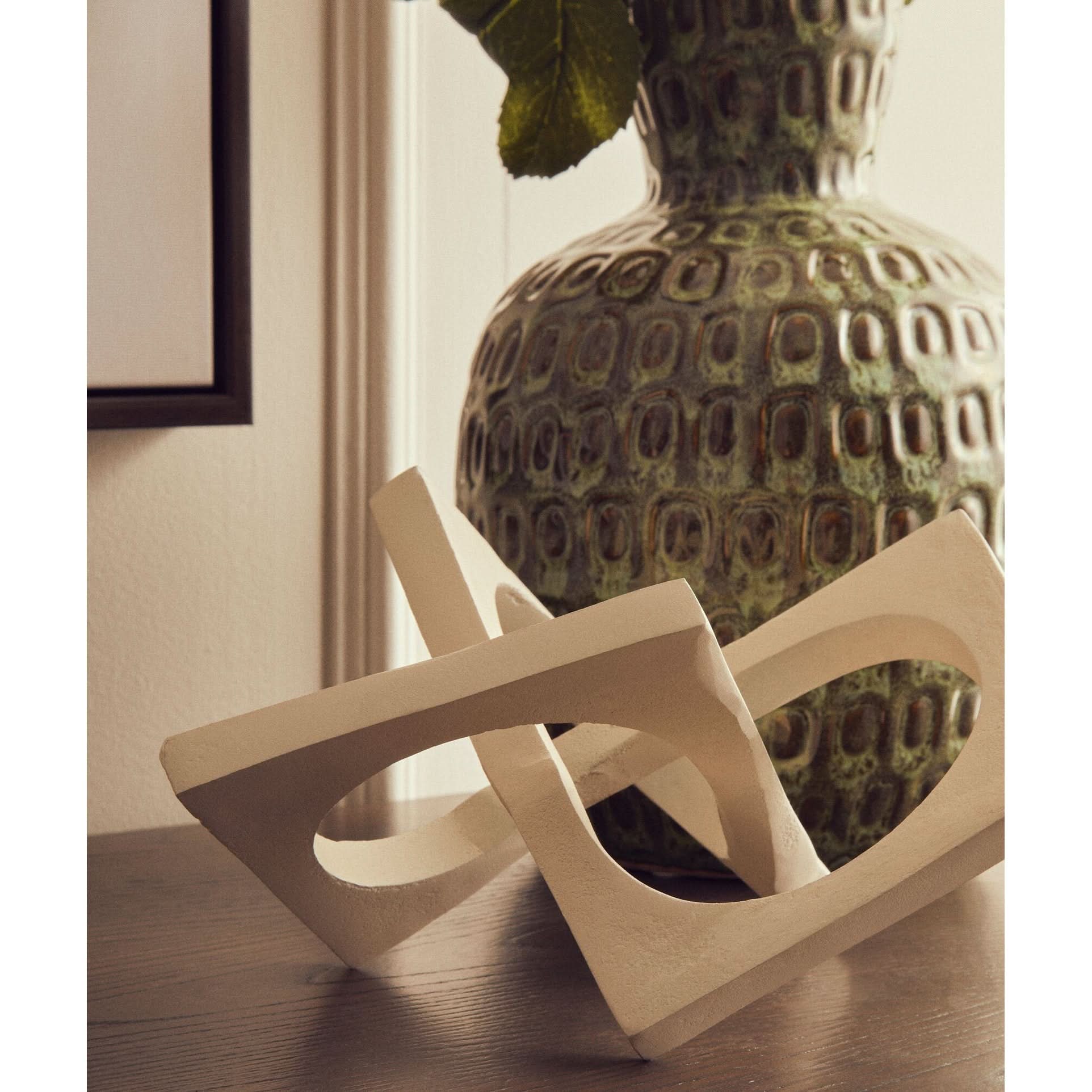 Prato Cream Finish Square Knot Sculpture   Nicholas John Interiors