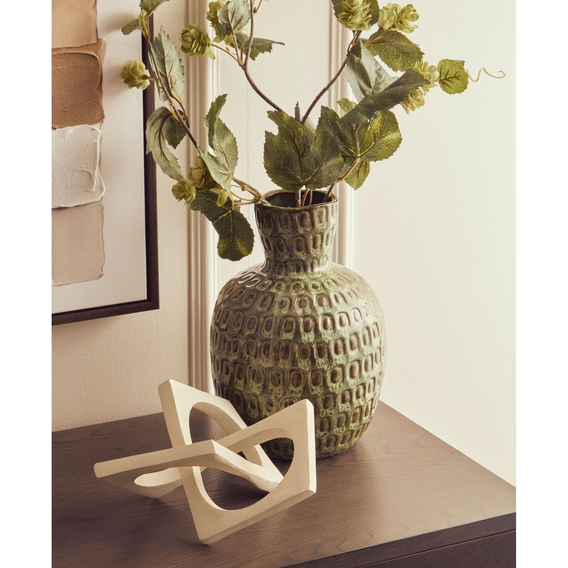 Prato Cream Finish Square Knot Sculpture   Nicholas John Interiors