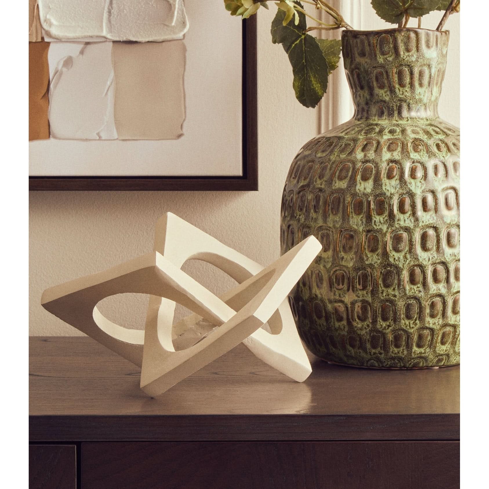 Prato Cream Finish Square Knot Sculpture   Nicholas John Interiors