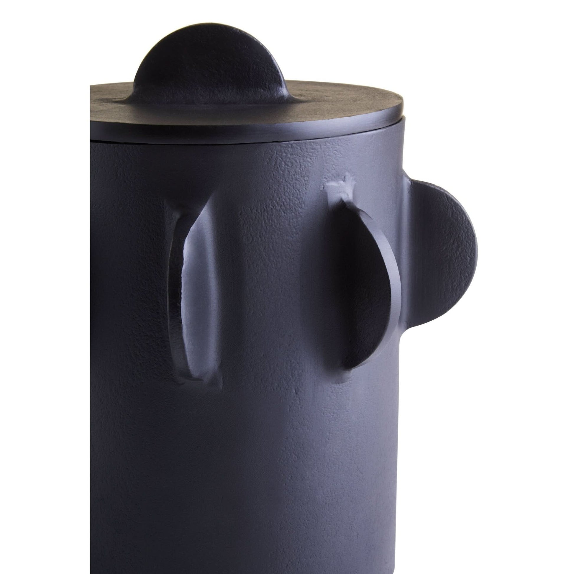 Prato Large Round Textured Black Box   Nicholas John Interiors