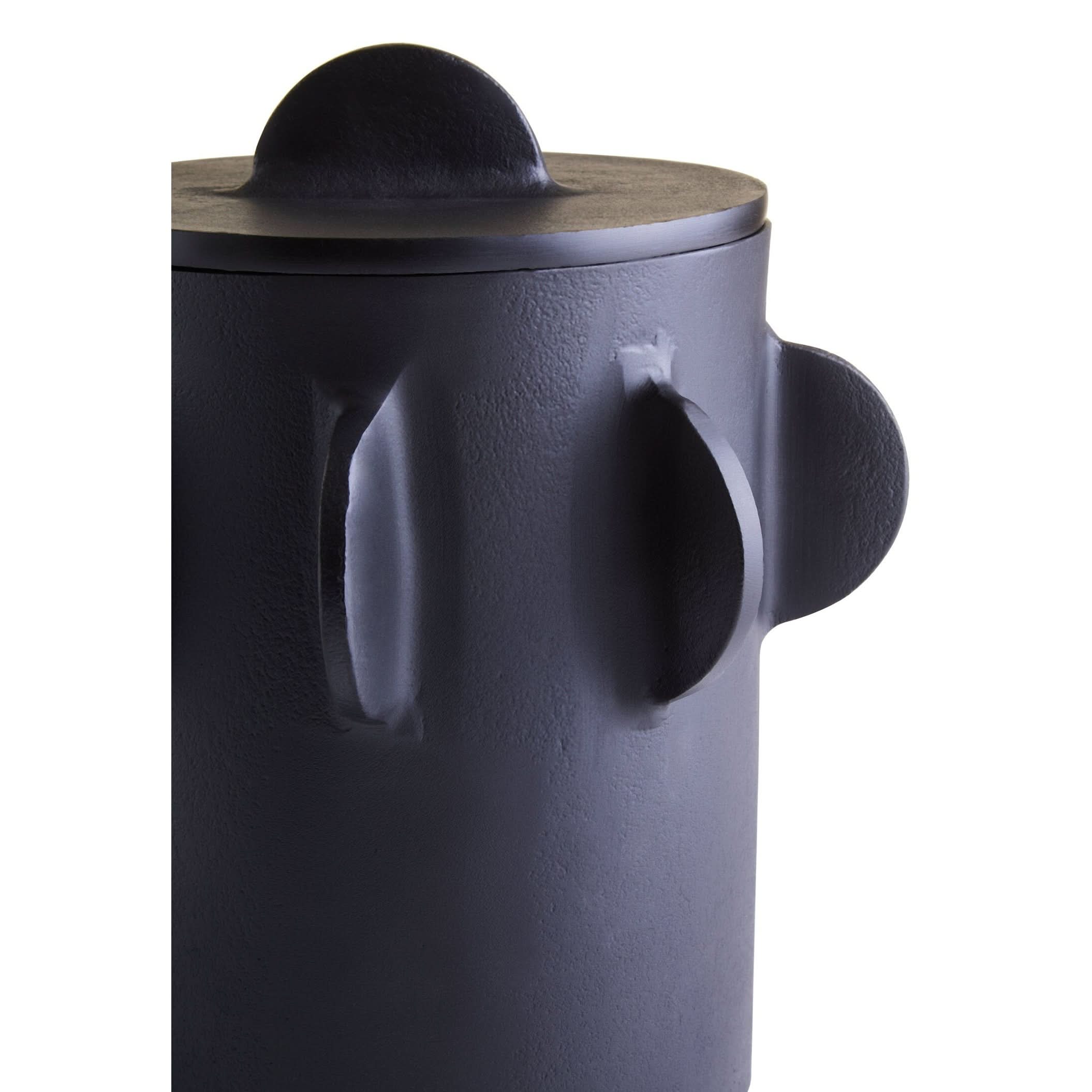 Prato Large Round Textured Black Box   Nicholas John Interiors