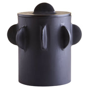 Prato Large Round Textured Black Box   Nicholas John Interiors