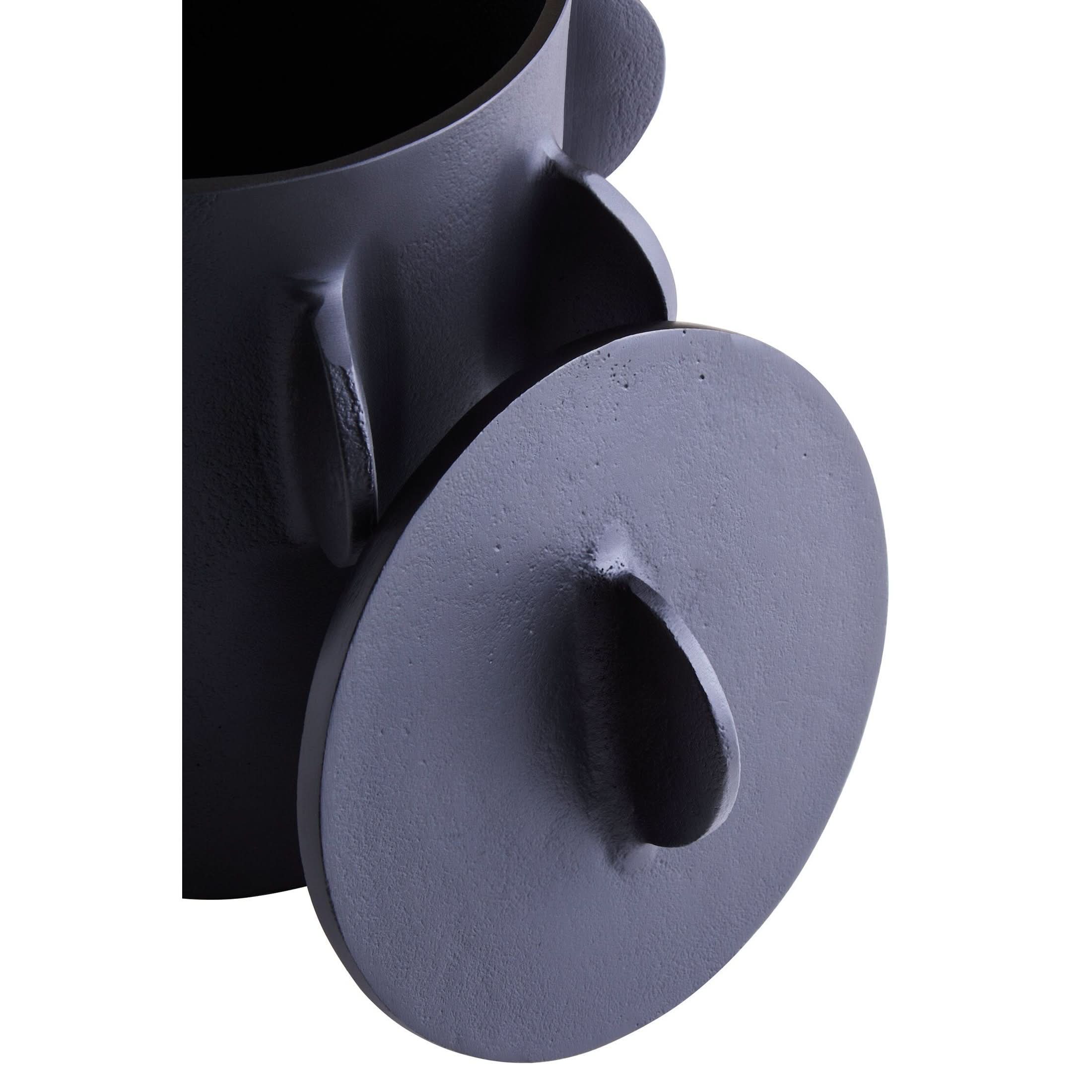 Prato Large Round Textured Black Box   Nicholas John Interiors
