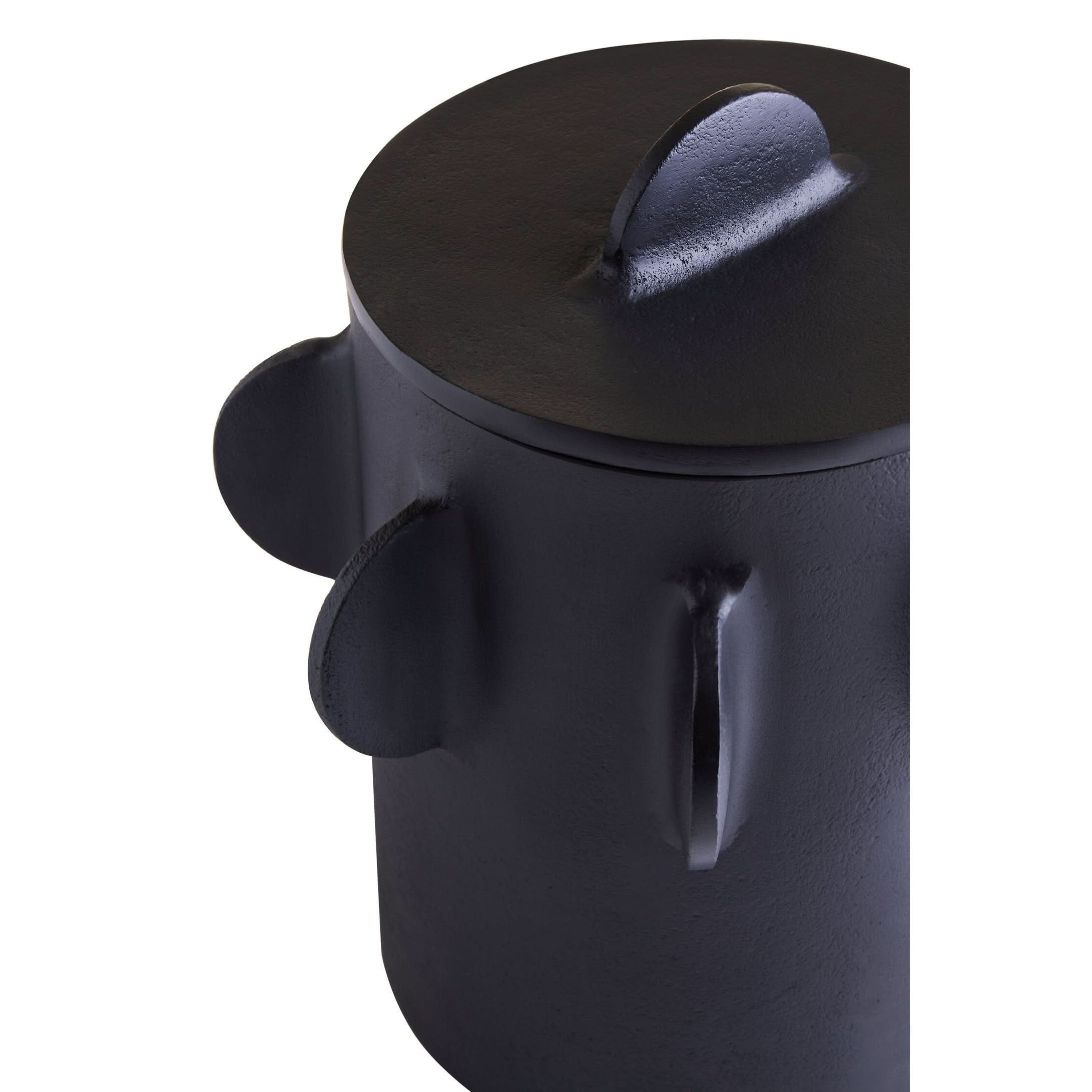 Prato Large Round Textured Black Box   Nicholas John Interiors