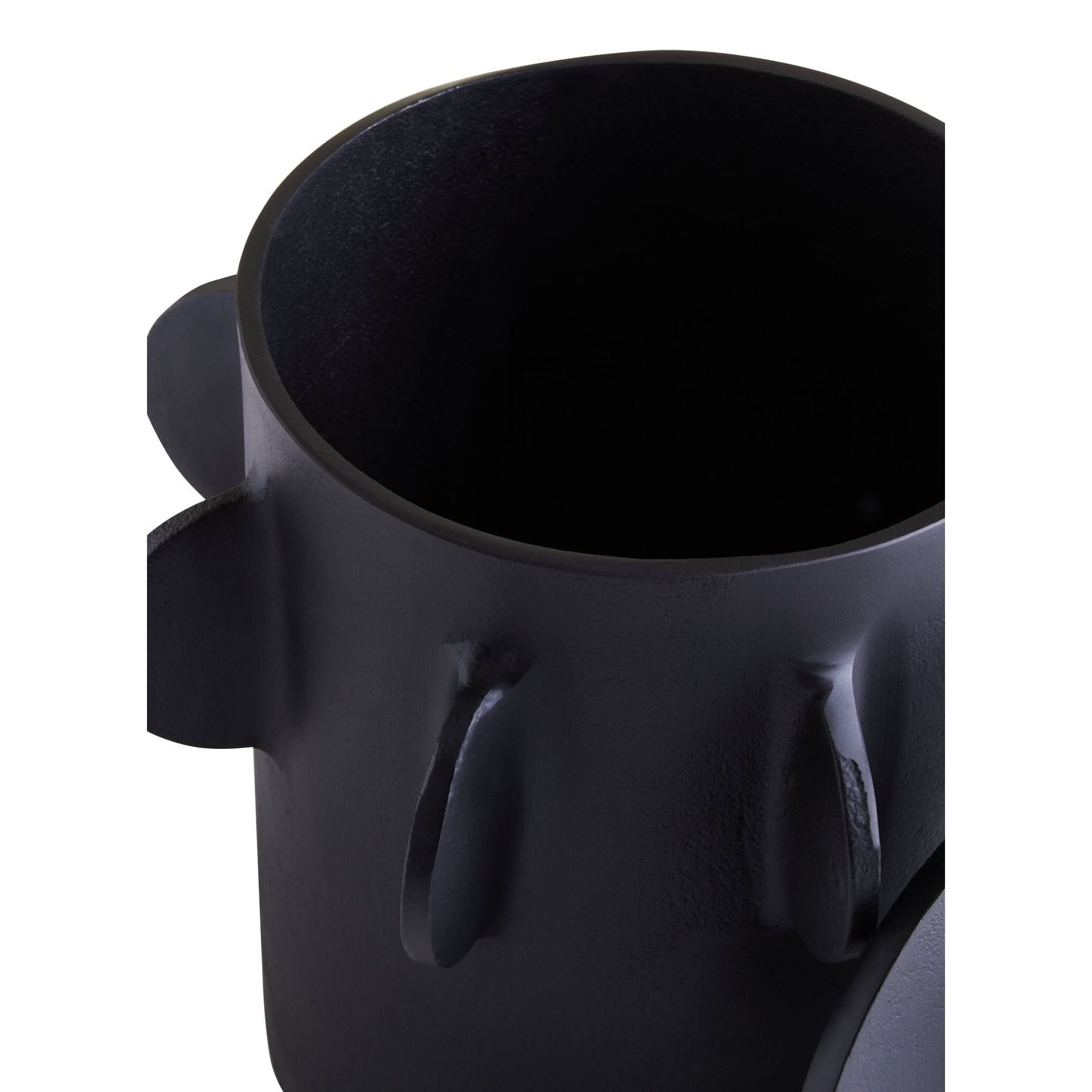 Prato Large Round Textured Black Box   Nicholas John Interiors