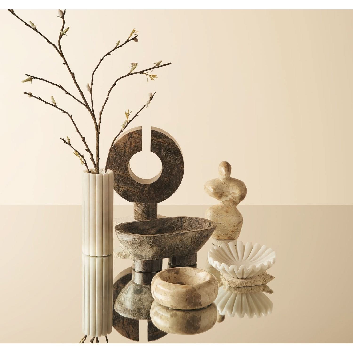 Santino Chocolate Marble Abstract Sculpture   Nicholas John Interiors