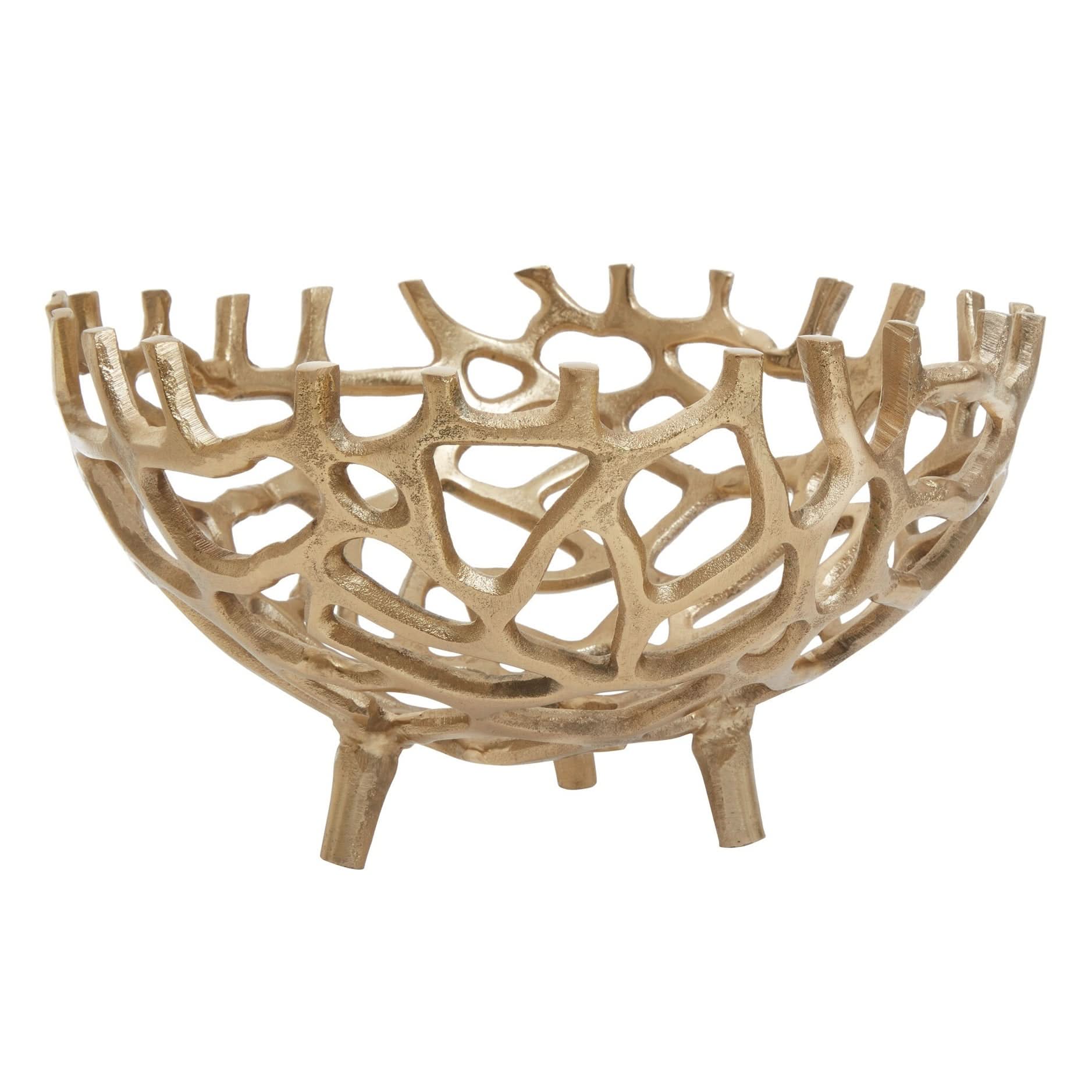 Prato Small Gold Finish Coral Effect Bowl   Nicholas John Interiors