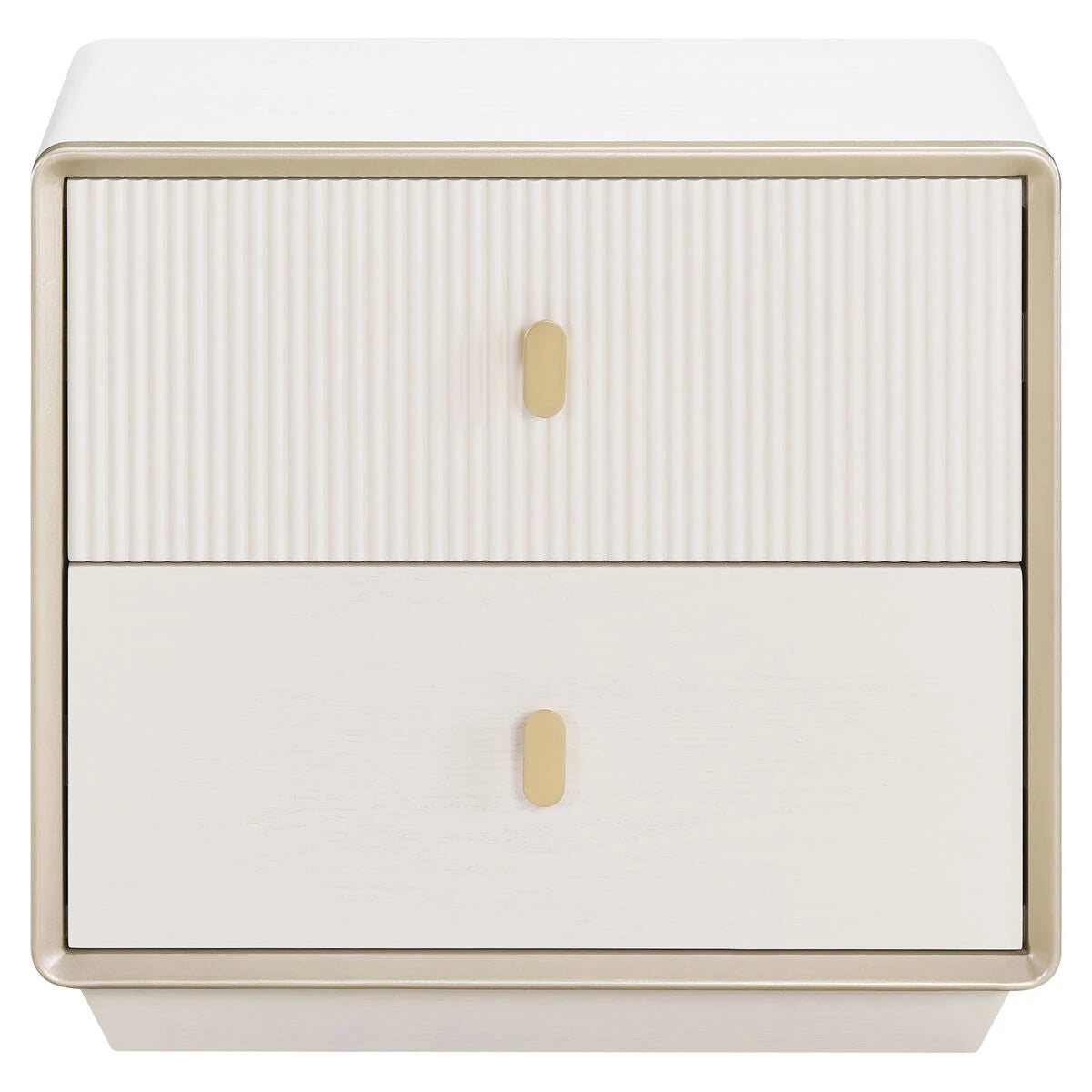 Femelle Cream 2 Drawer Bedside Cabinet with Champagne Trim