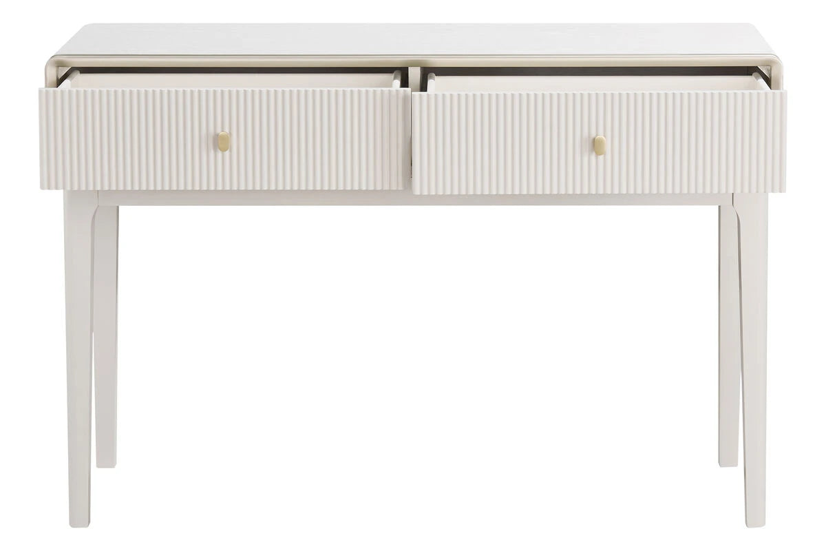 Femelle Cream 2 Drawer Console Dressing Table with Champagne Trim