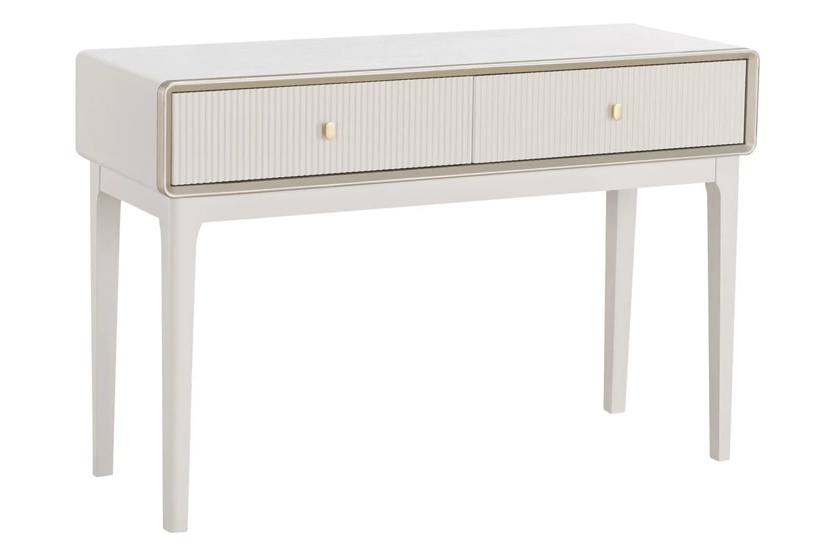 Femelle Cream 2 Drawer Console Dressing Table with Champagne Trim