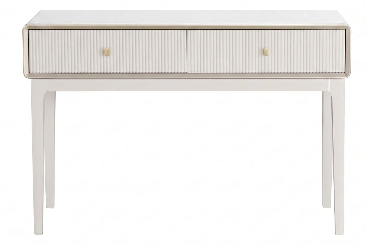 Femelle Cream 2 Drawer Console Dressing Table with Champagne Trim