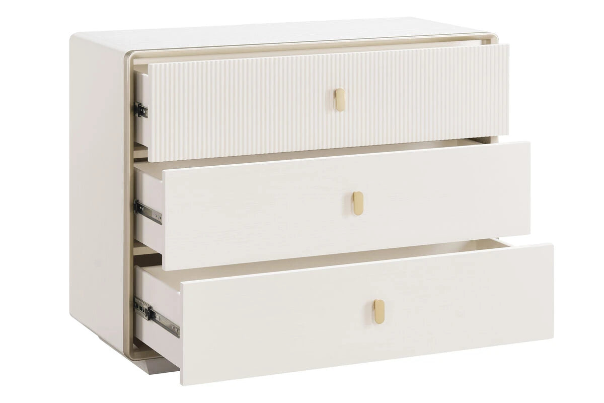 Femelle Cream 3 Drawer Chest with Champagne Trim
